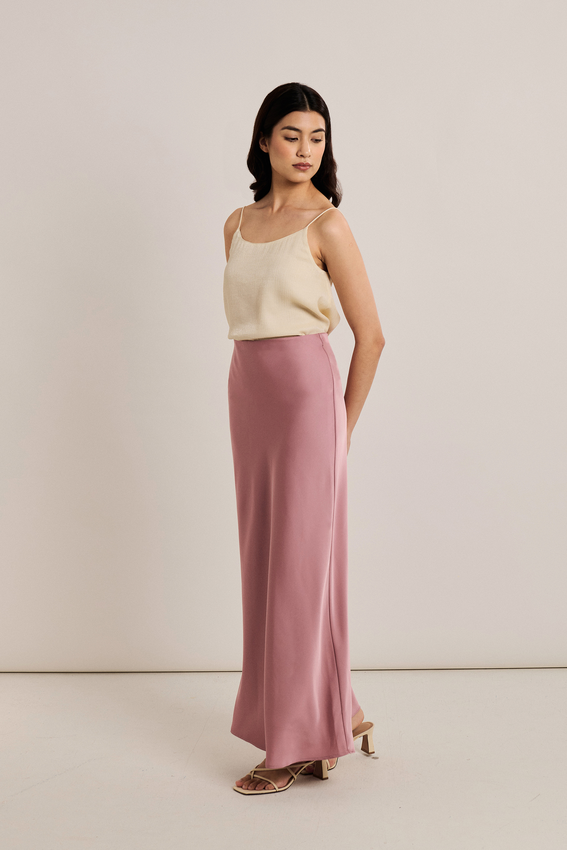 Satin-Finish Slip Skirt