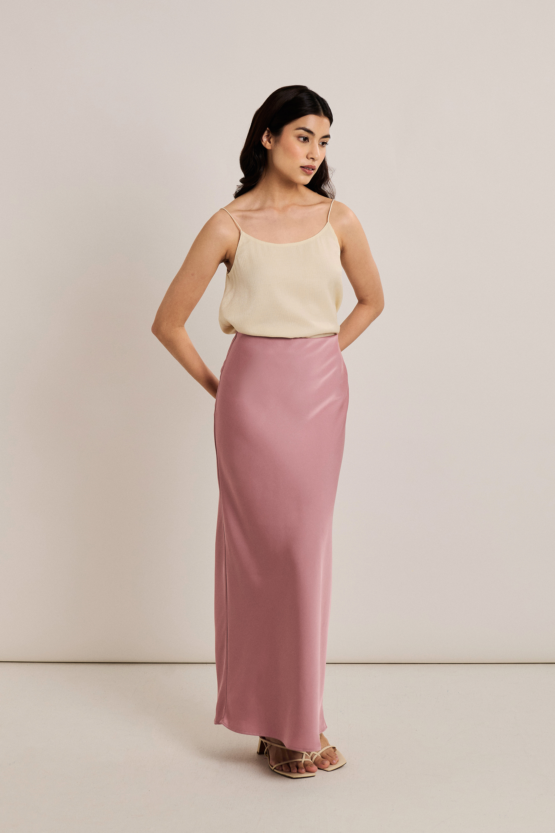 Satin-Finish Slip Skirt