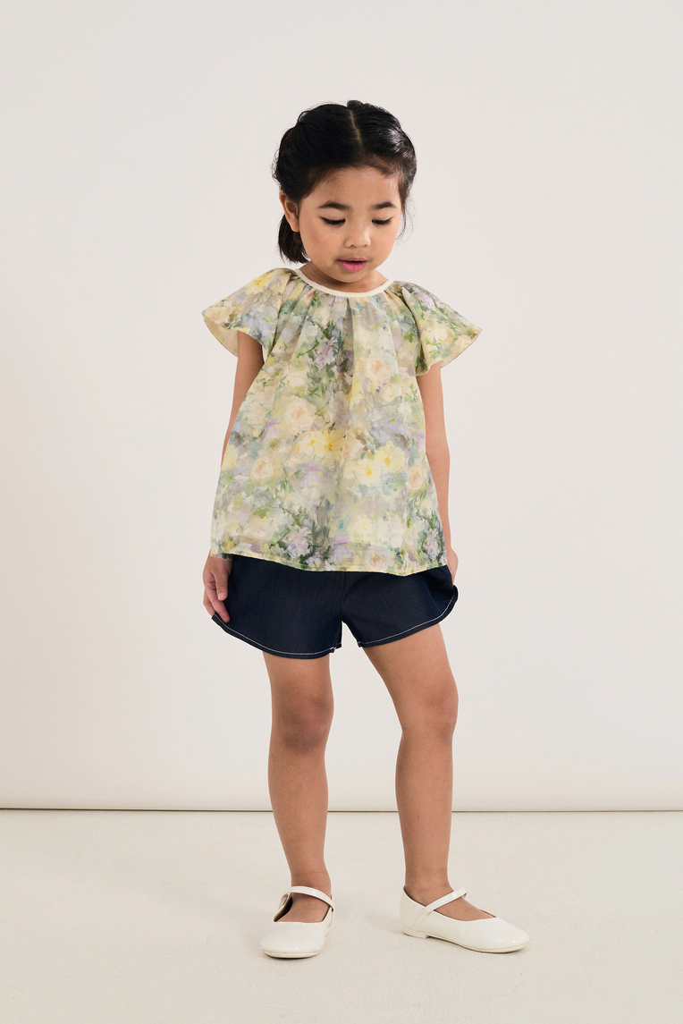 Floral Printed Ruffle-Sleeve Top