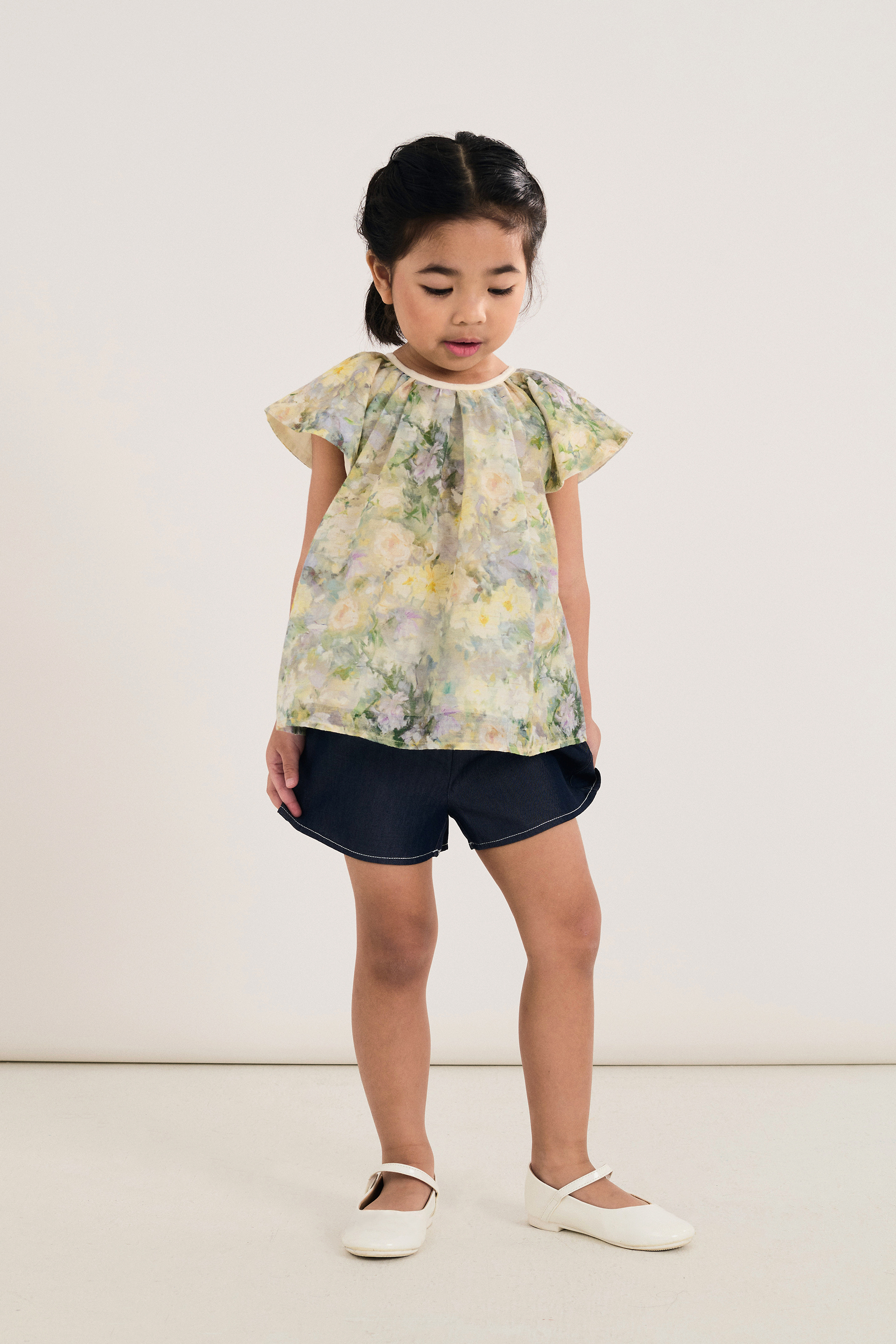 Floral Printed Ruffle-Sleeve Top