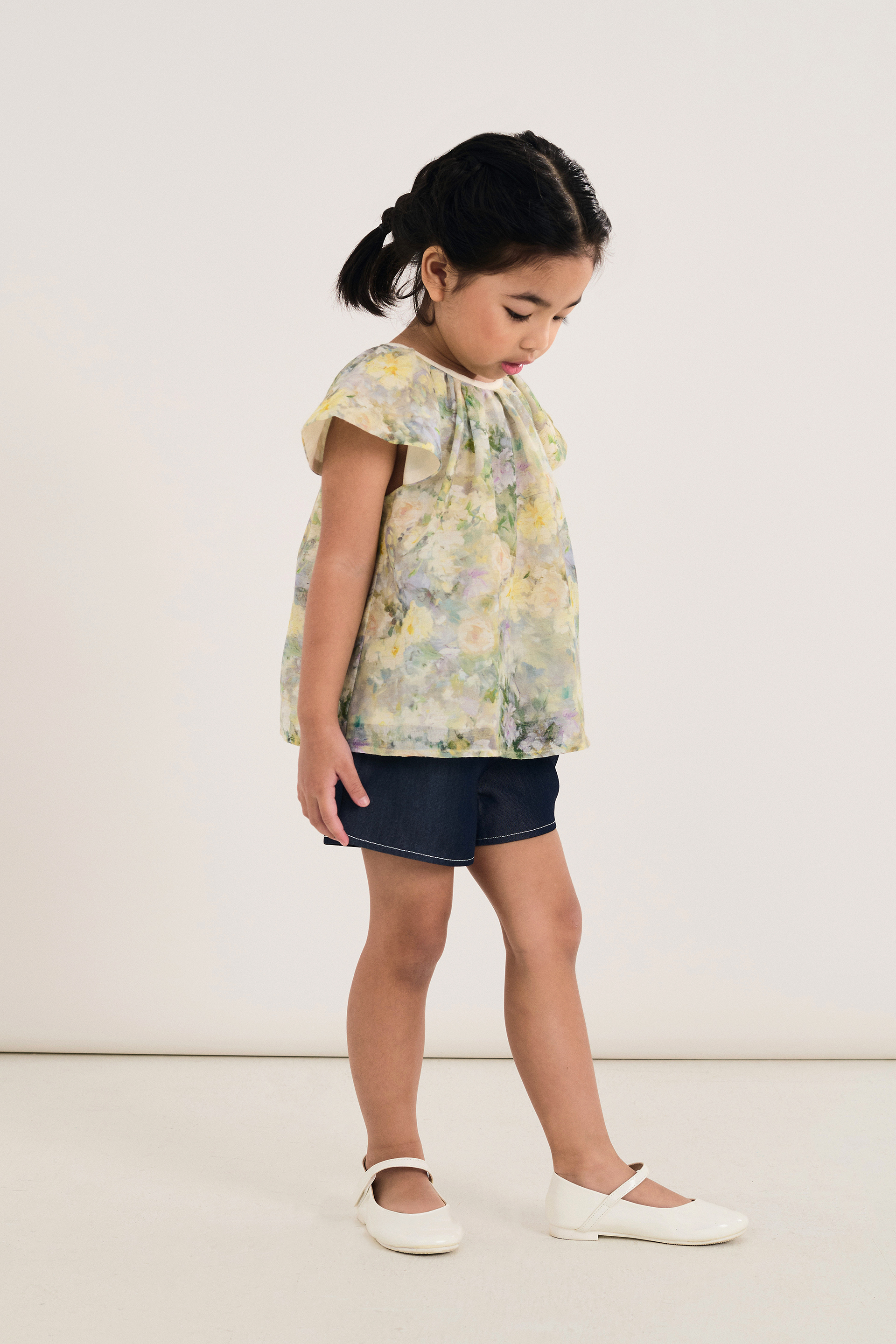 Floral Printed Ruffle-Sleeve Top