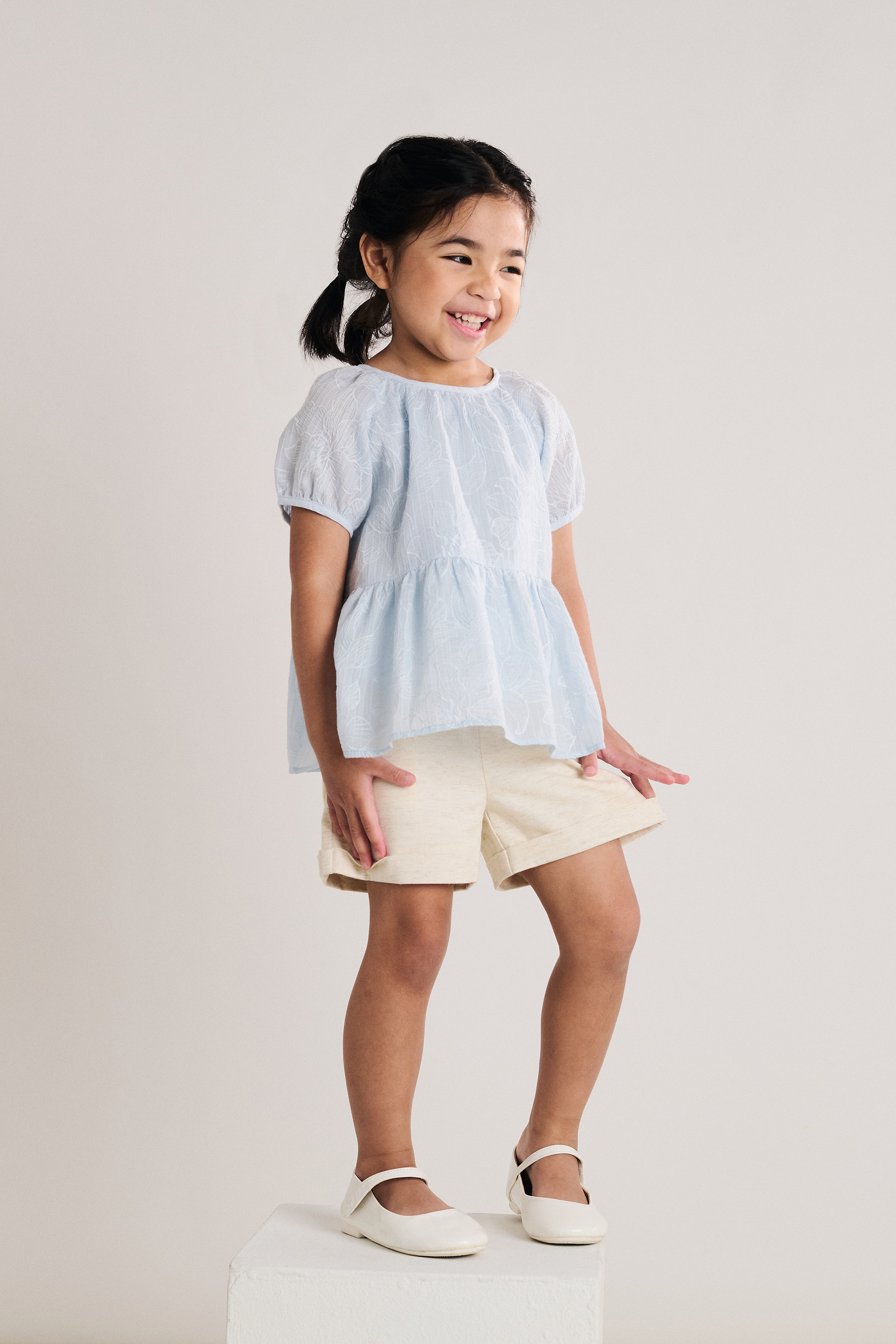 Embroidered Textured Tiered Top