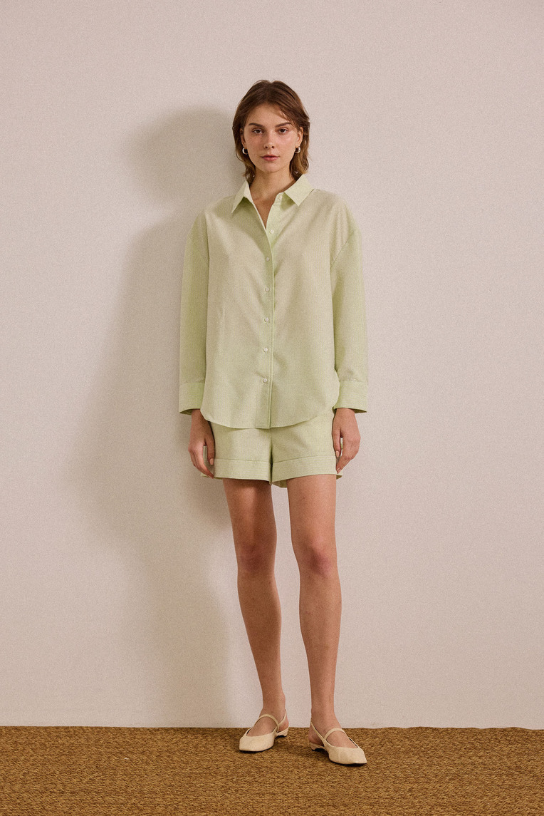 Seersucker Striped Oversized Shirt