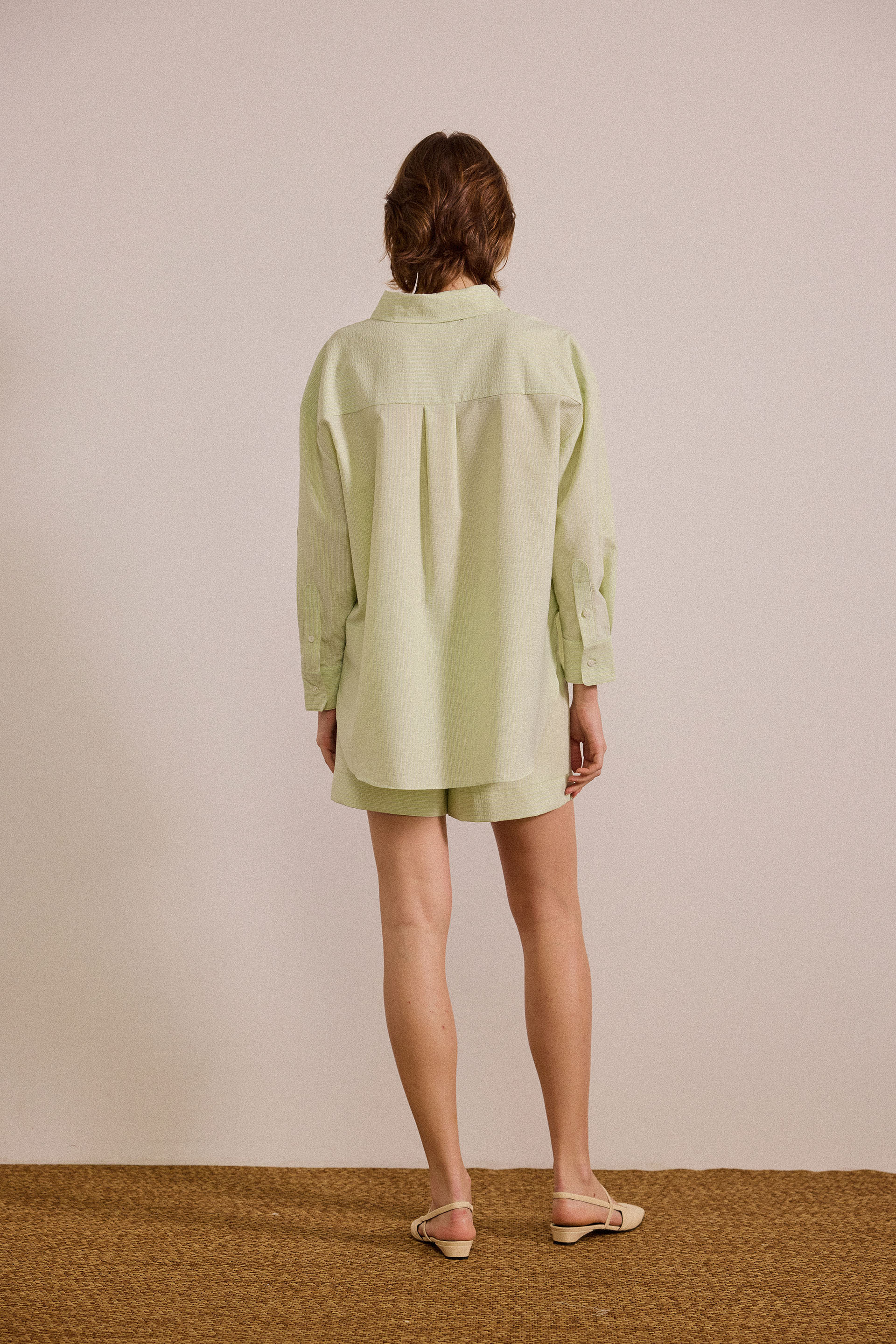 Seersucker Striped Oversized Shirt