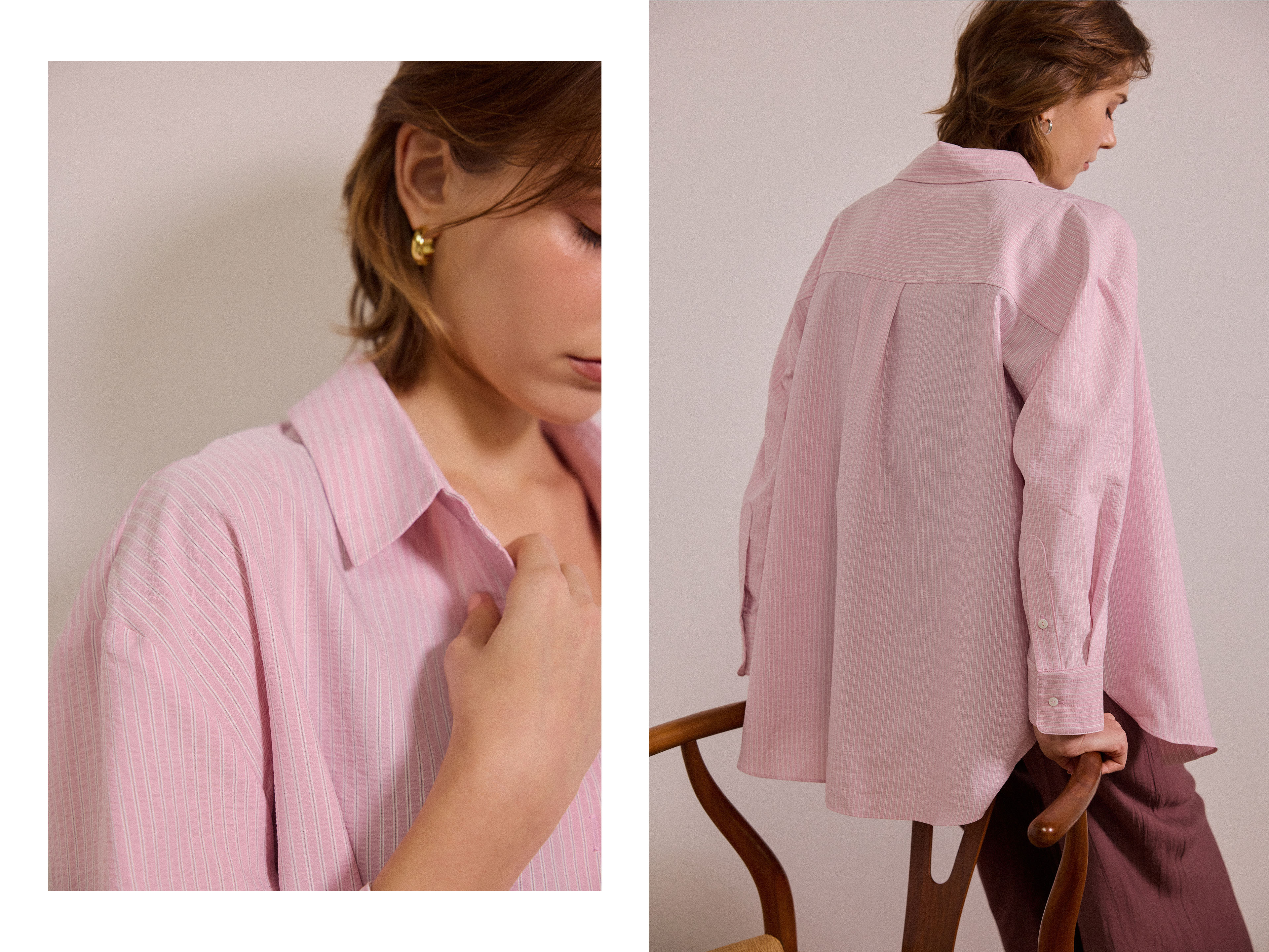 Seersucker Striped Oversized Shirt