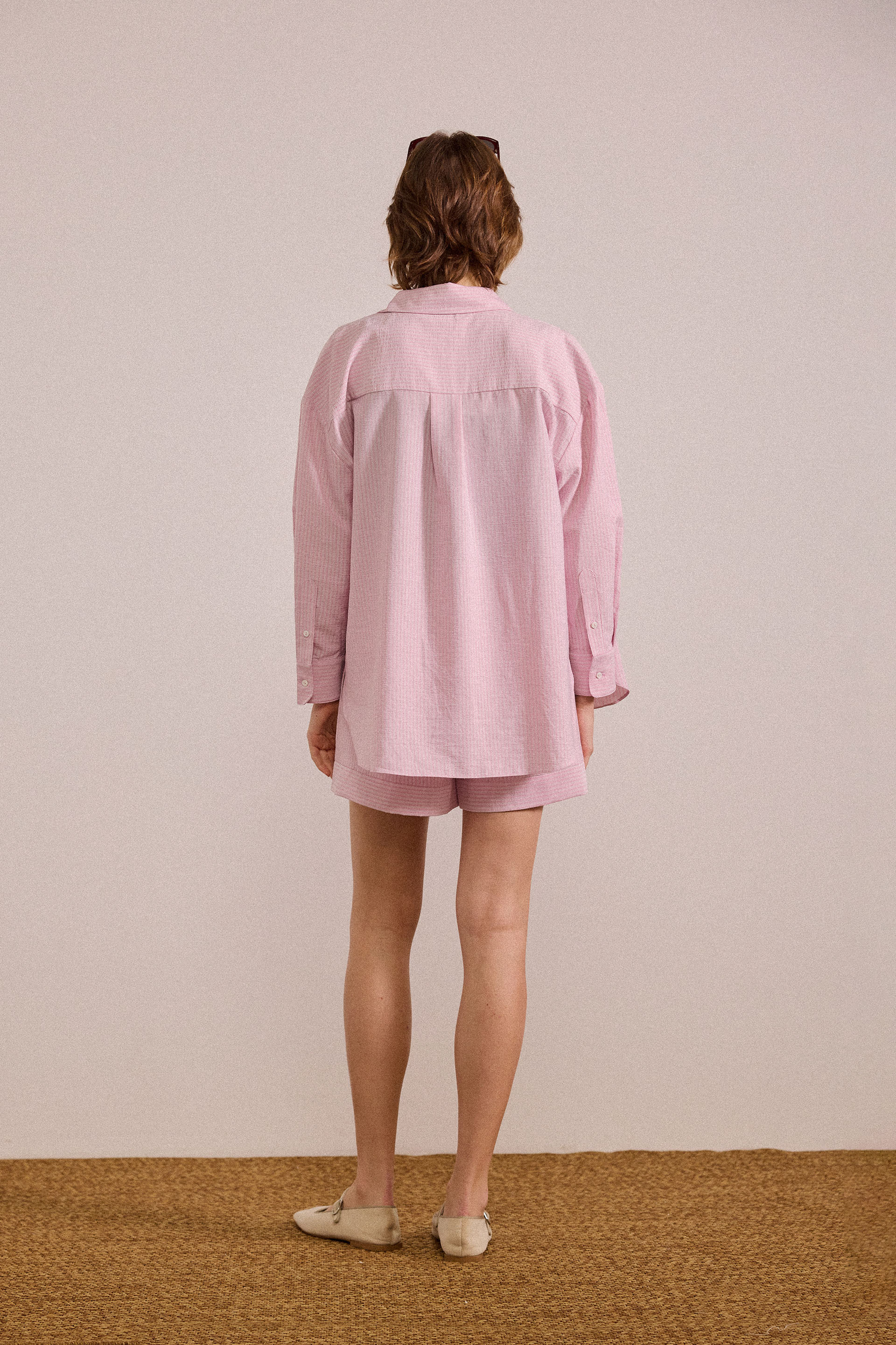 Seersucker Striped Oversized Shirt