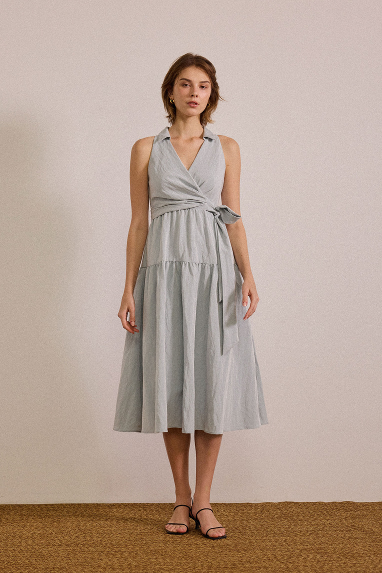 Collared Tiered Midi Dress