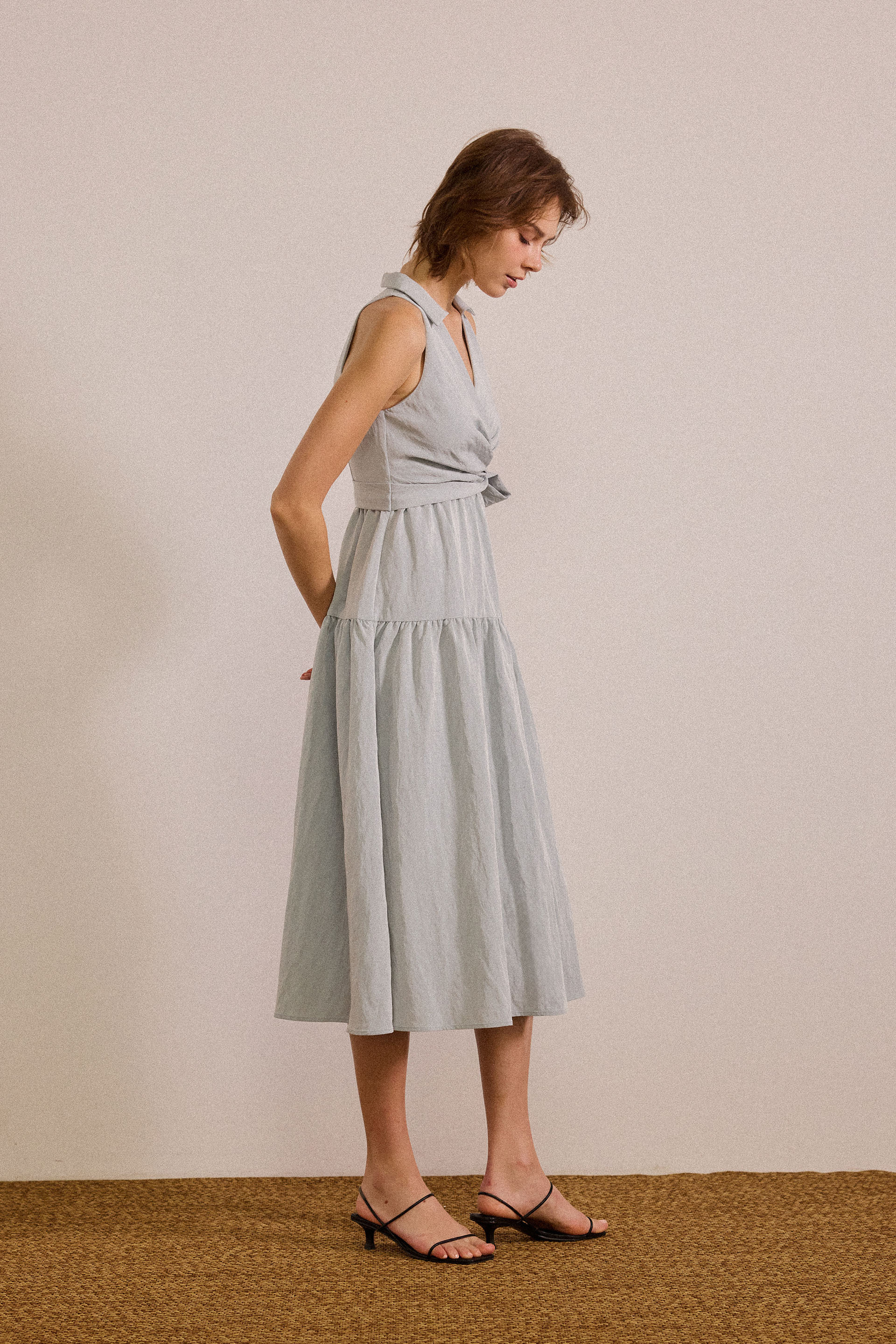 Collared Tiered Midi Dress