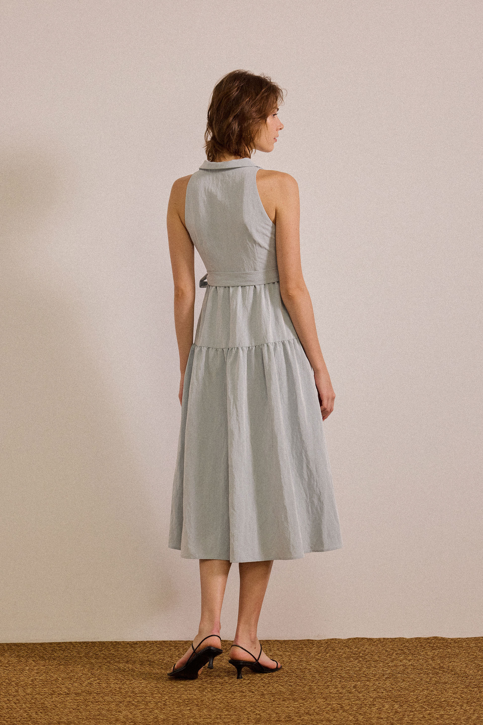 Collared Tiered Midi Dress