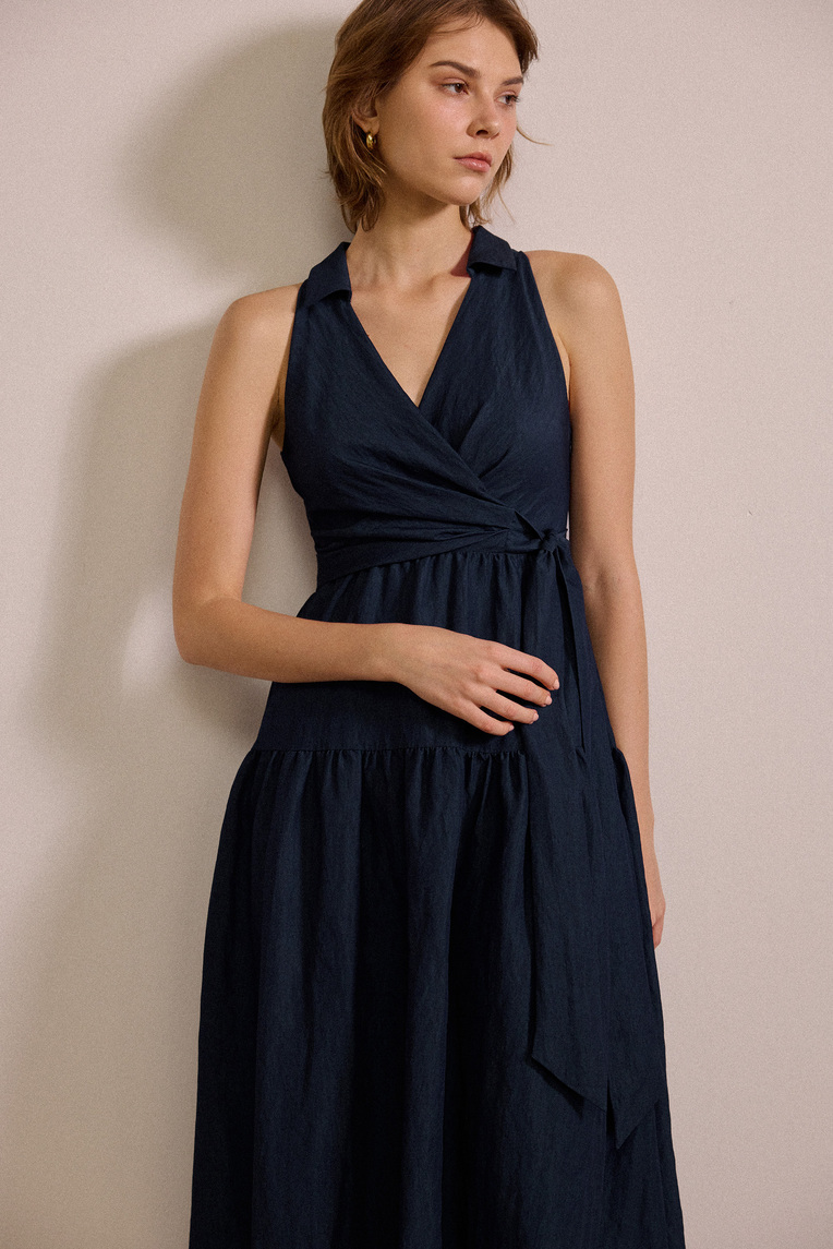 Collared Tiered Midi Dress