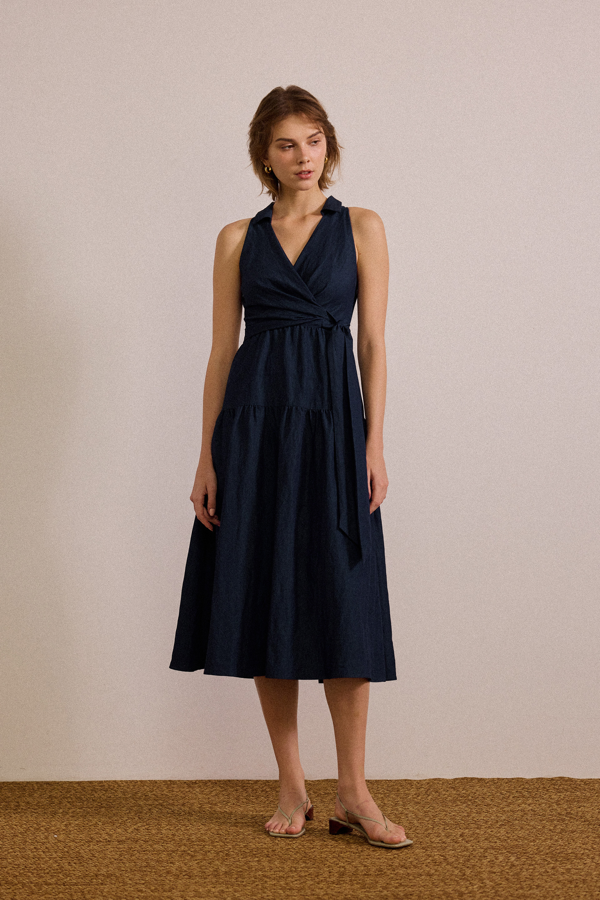 Collared Tiered Midi Dress