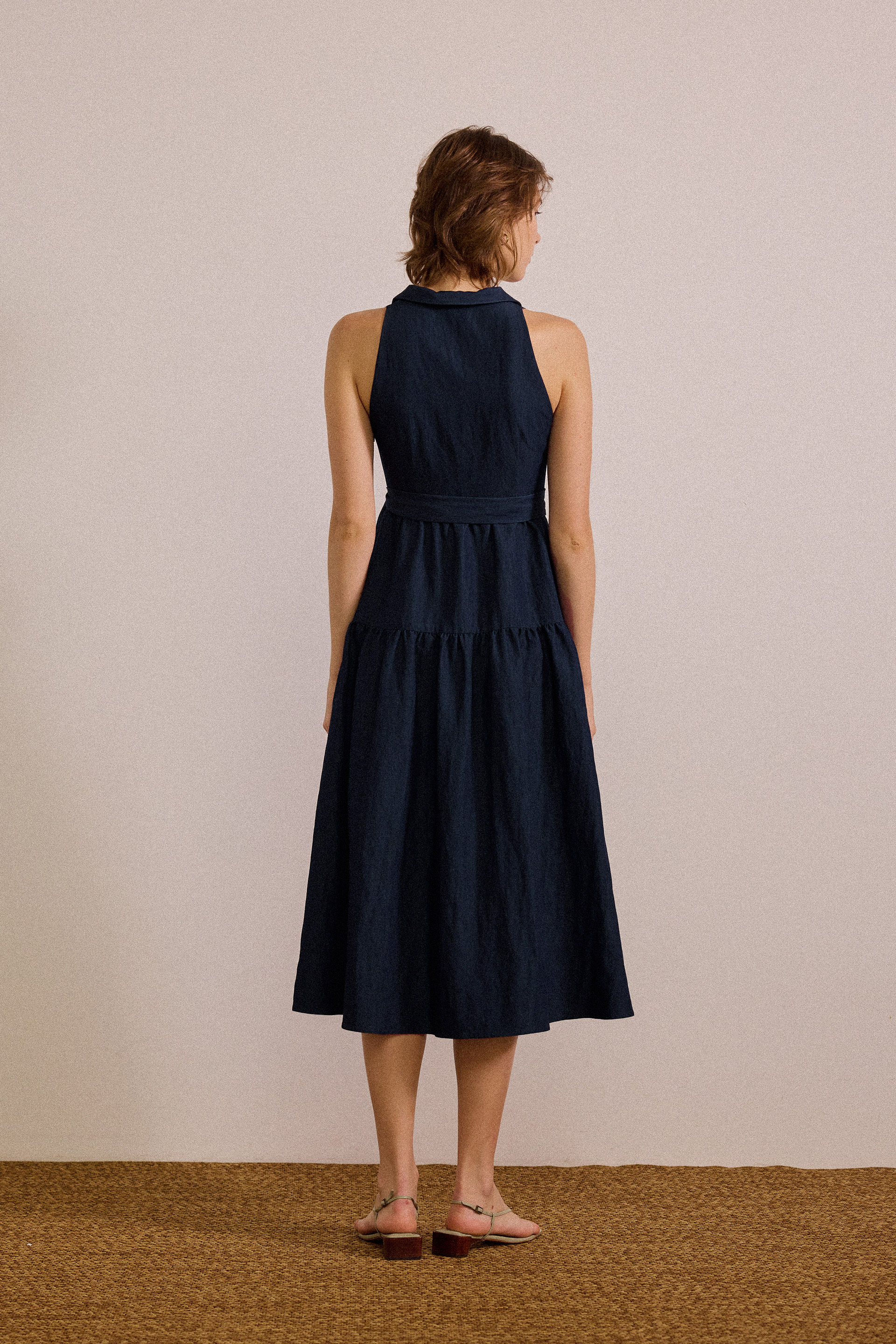 Collared Tiered Midi Dress