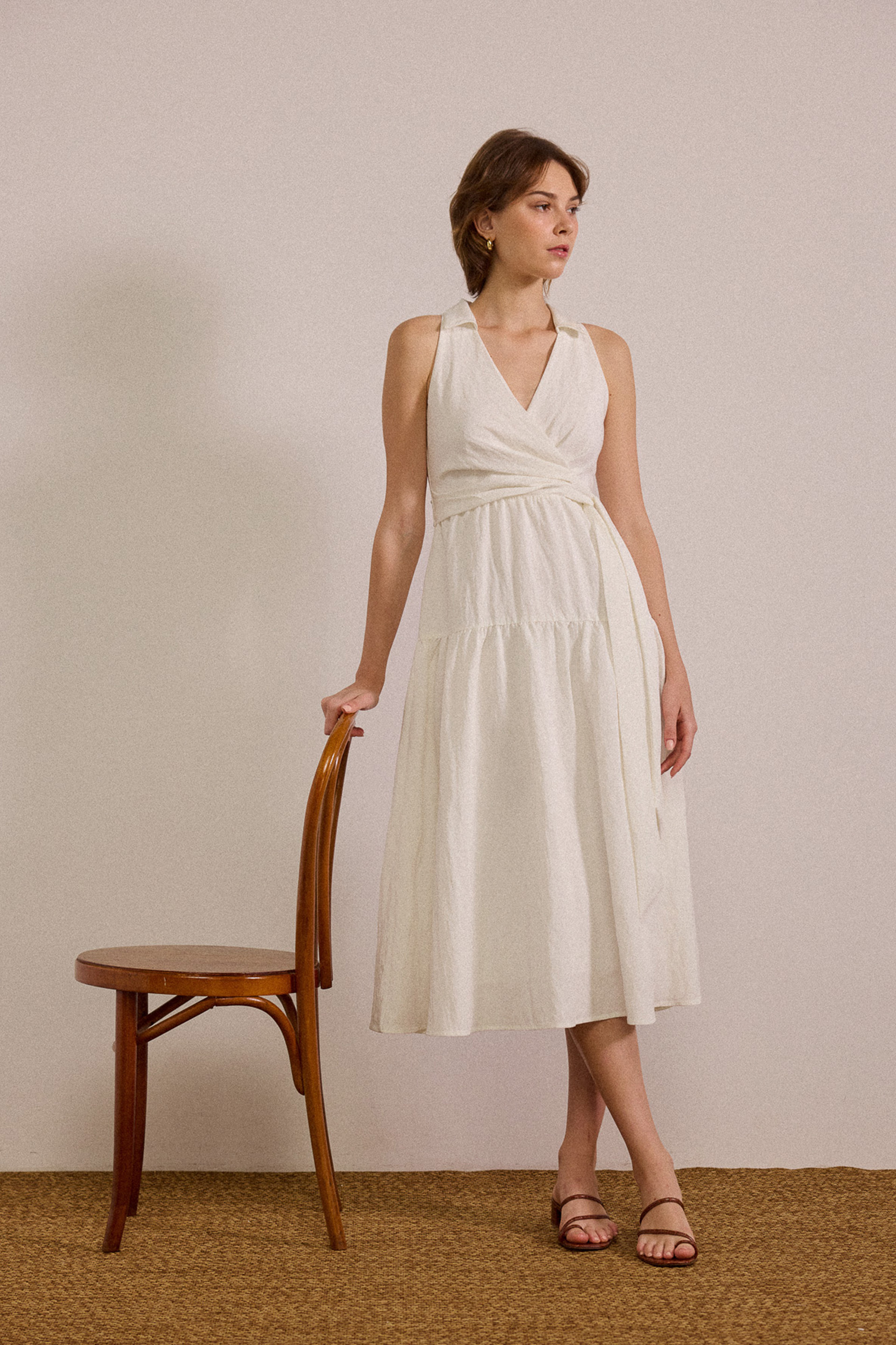 Collared Tiered Midi Dress