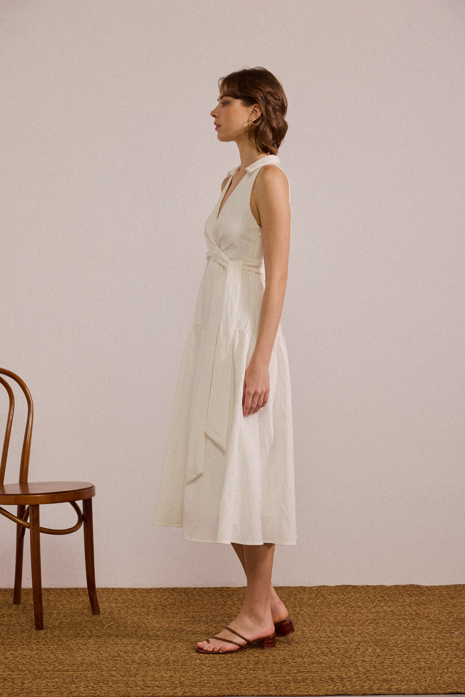 Collared Tiered Midi Dress