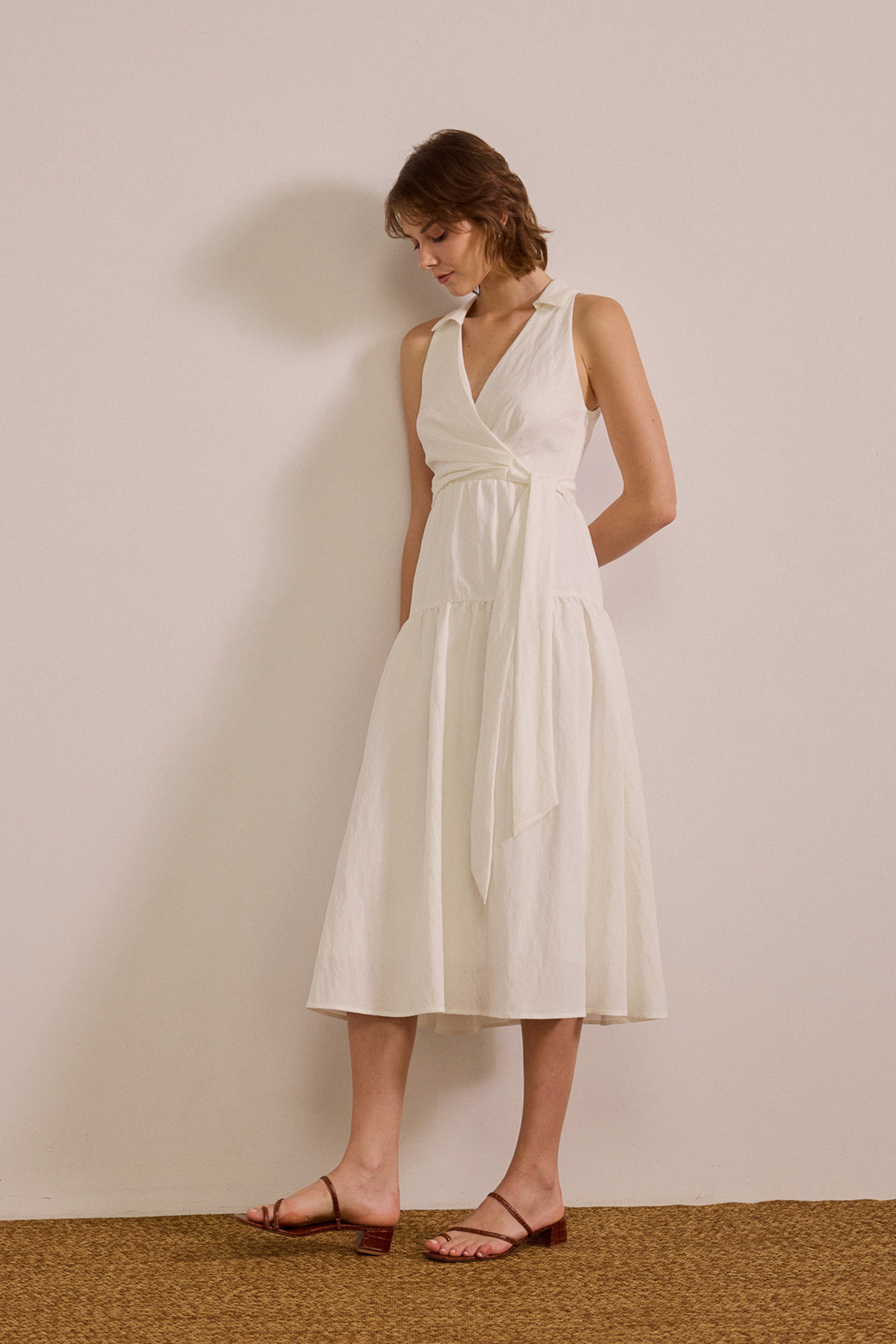 Collared Tiered Midi Dress