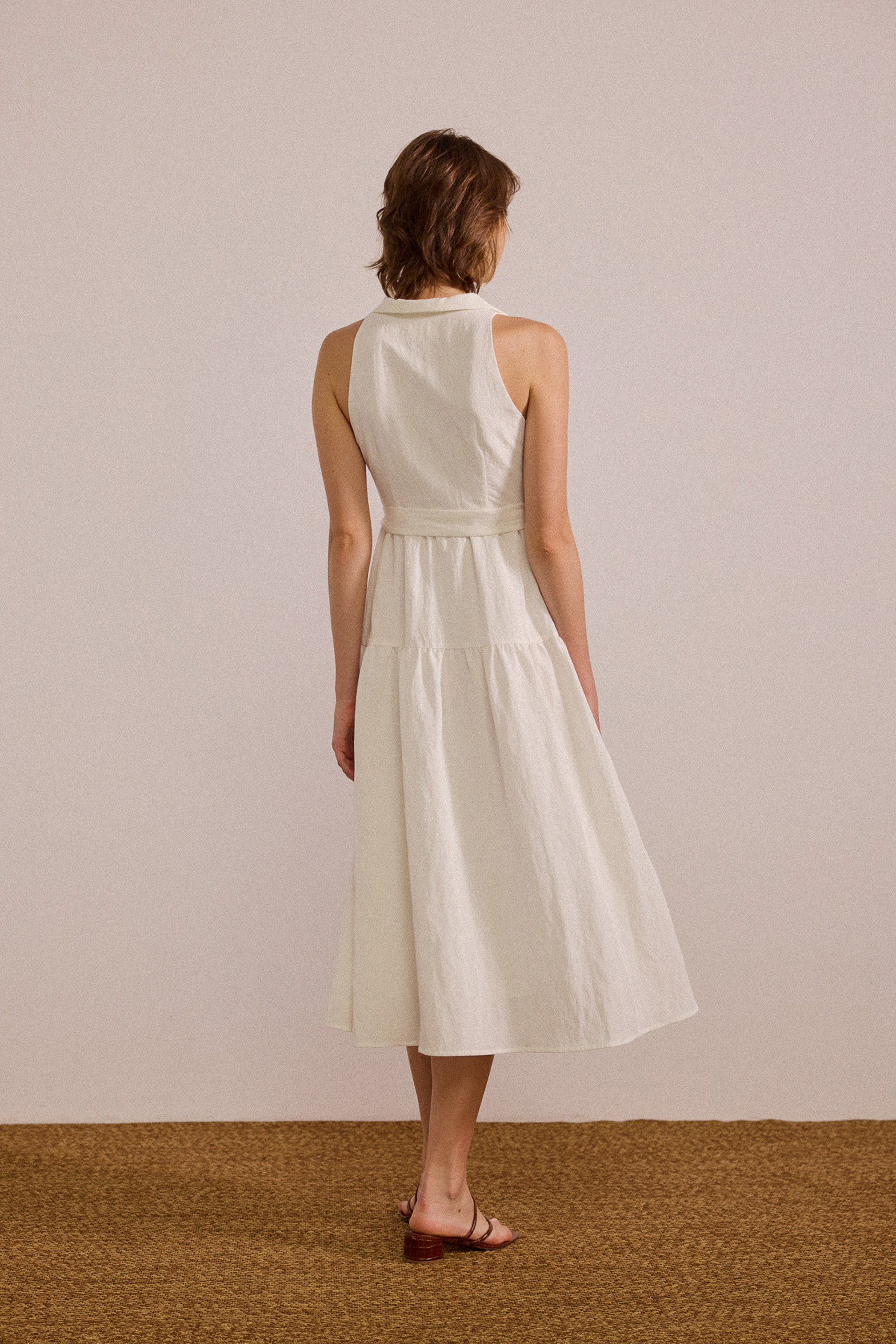 Collared Tiered Midi Dress