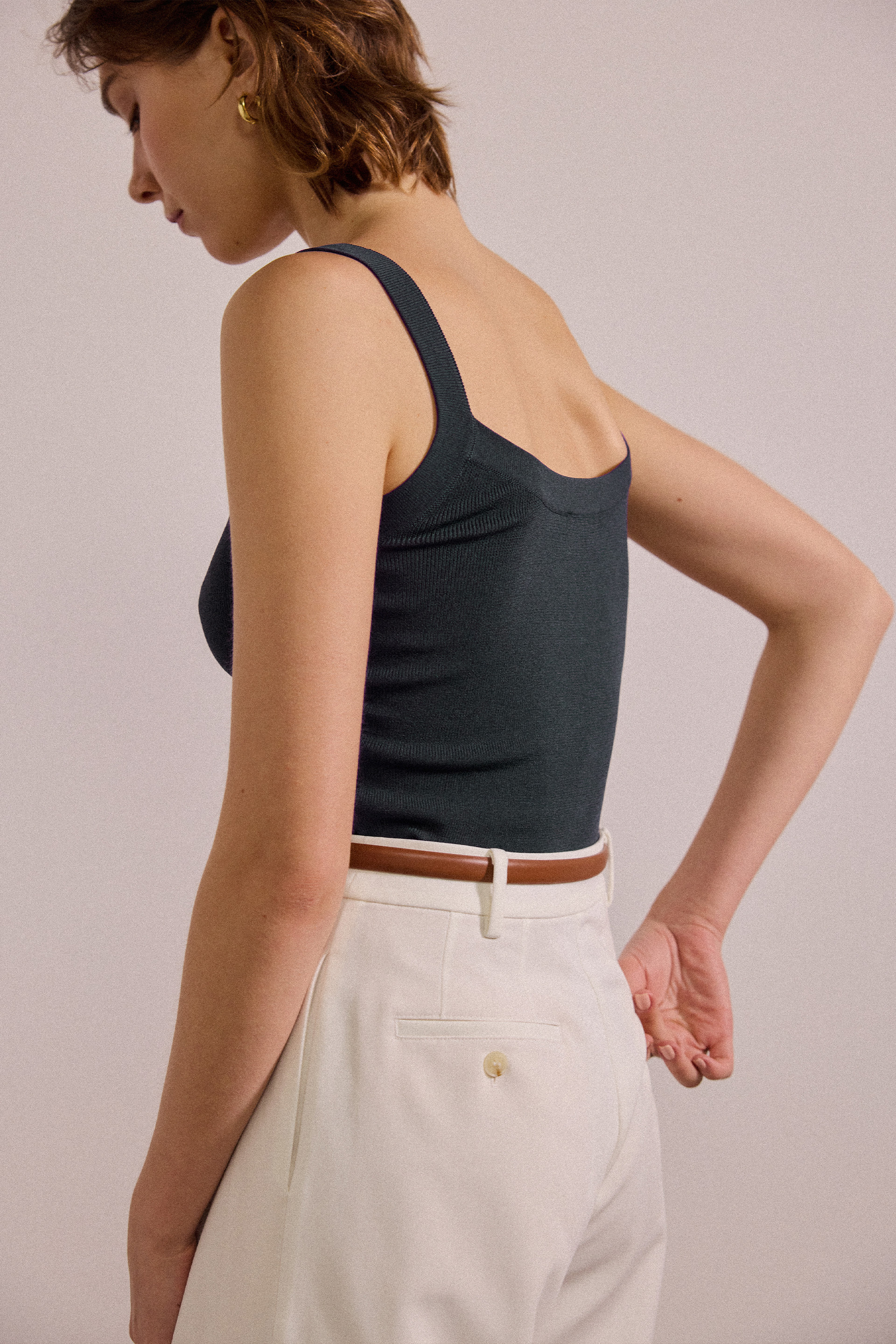 Knitted Scoop Tank Top