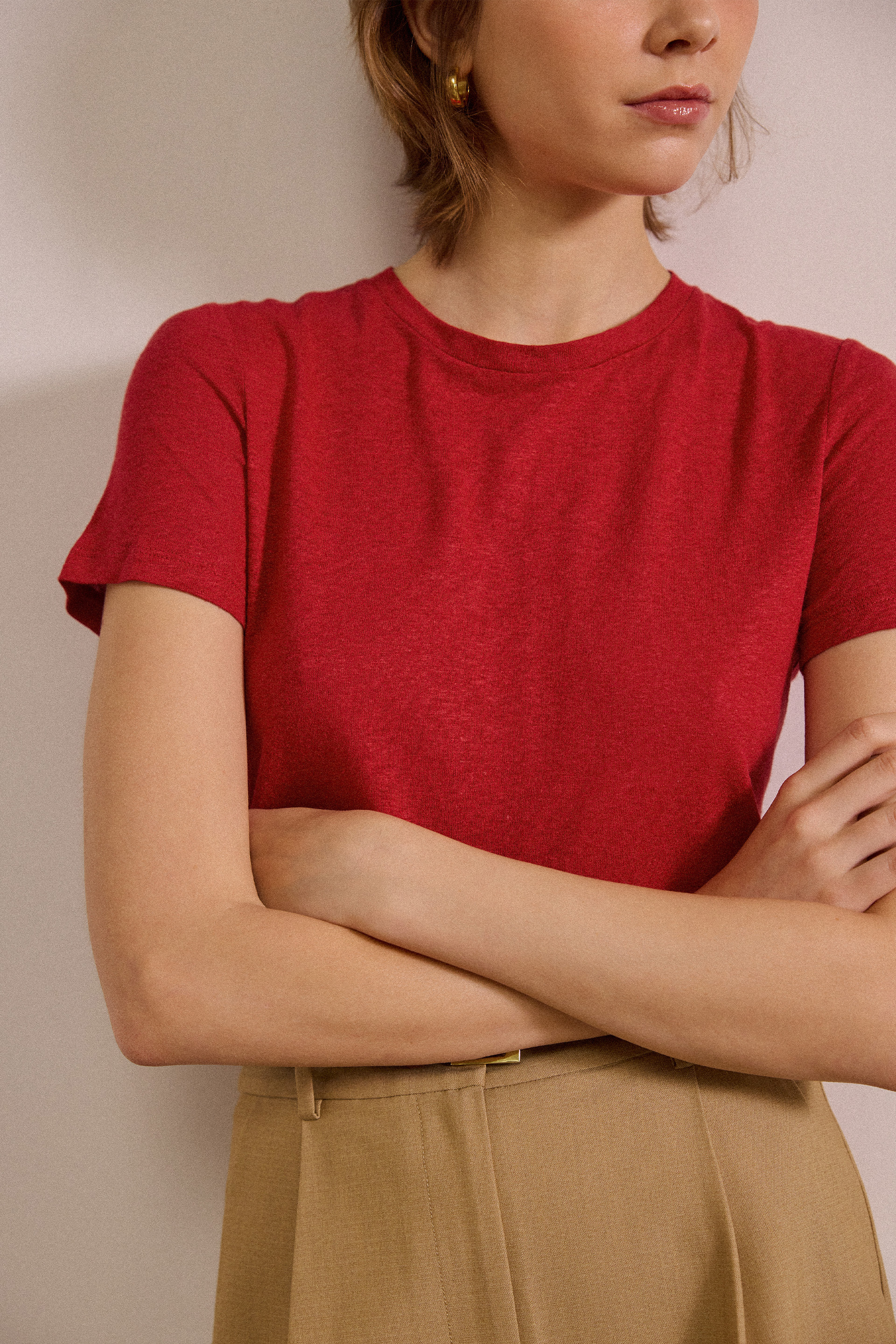 Linen-Blend Classic Tee