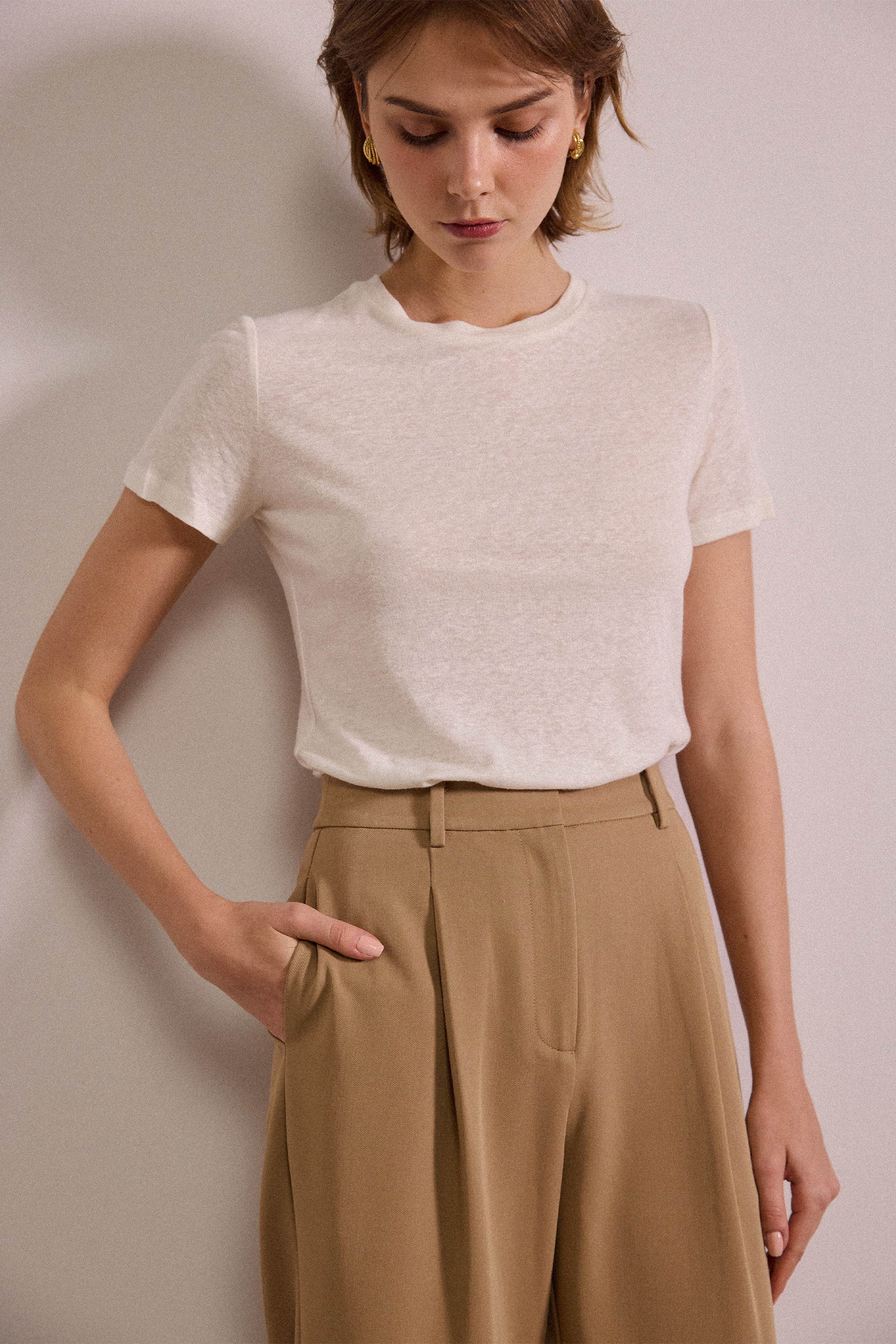 Linen-Blend Classic Tee