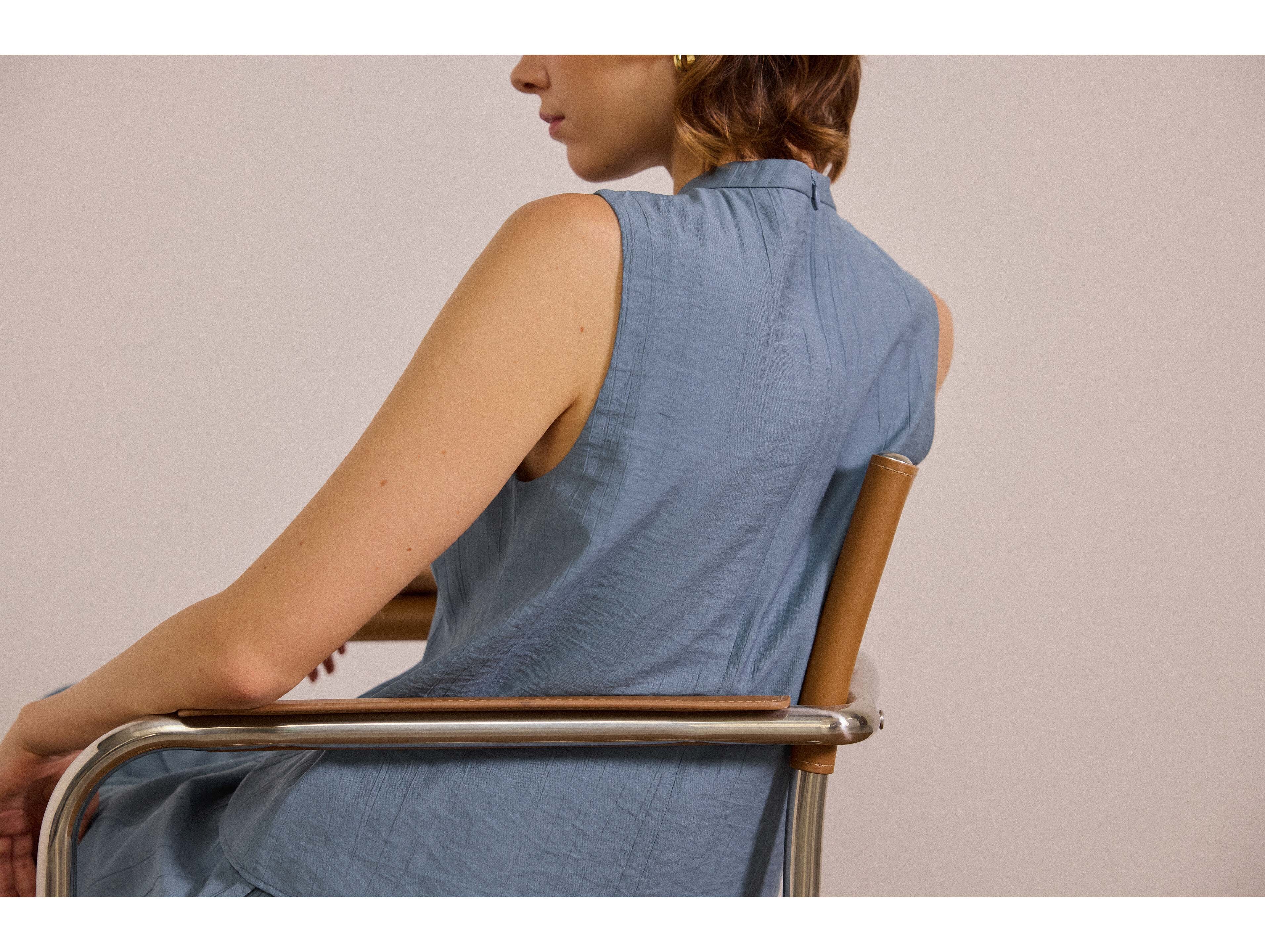 Crinkled Gathered Shift Top