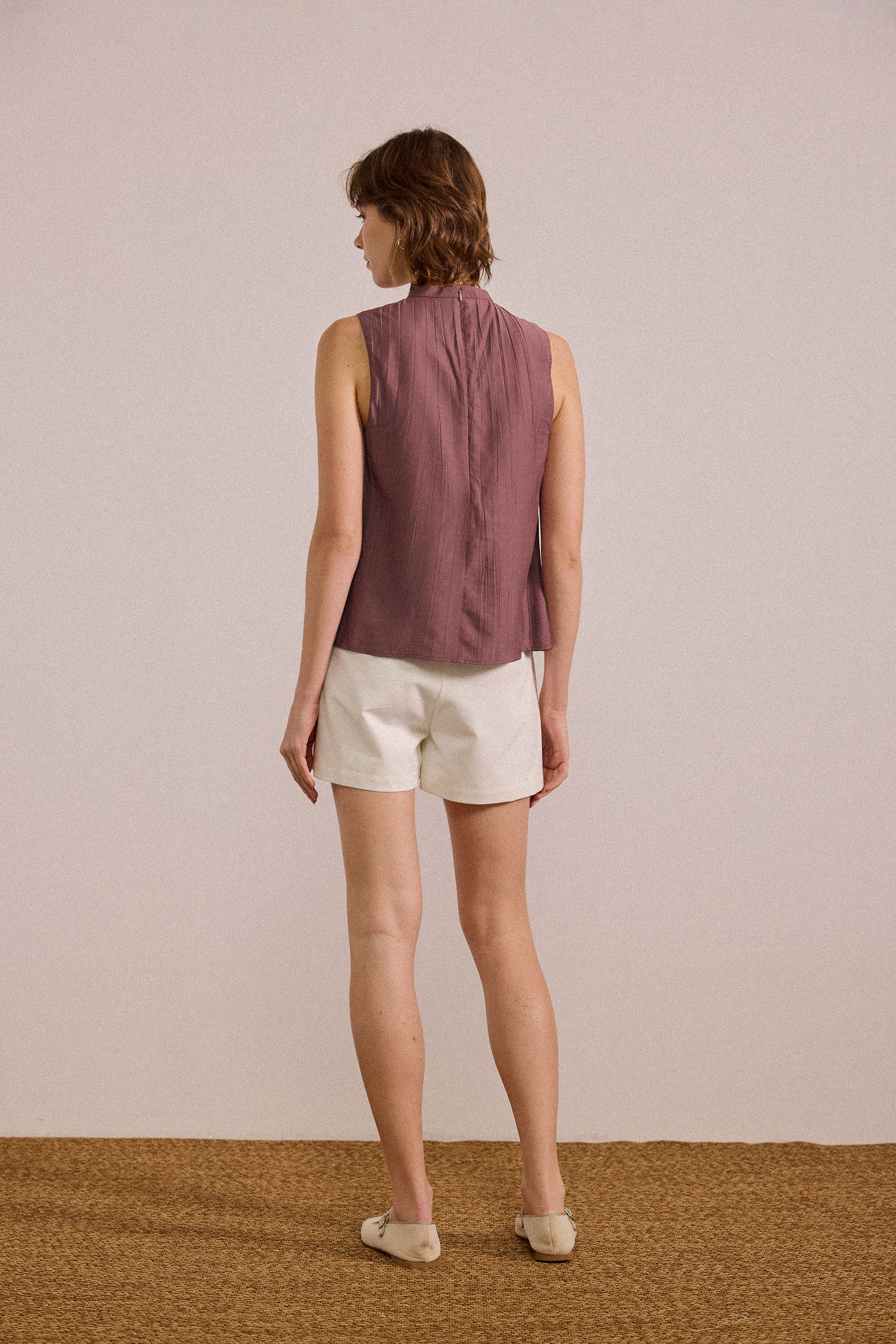 Crinkled Gathered Shift Top