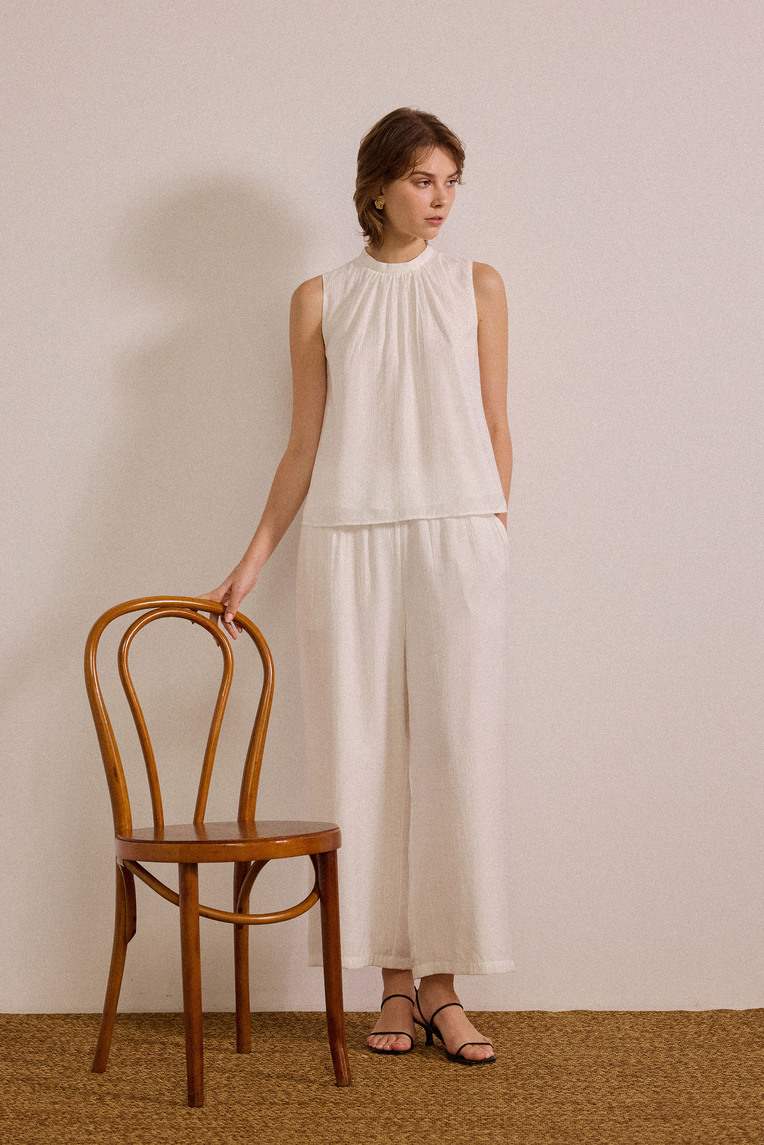 Crinkled Gathered Shift Top