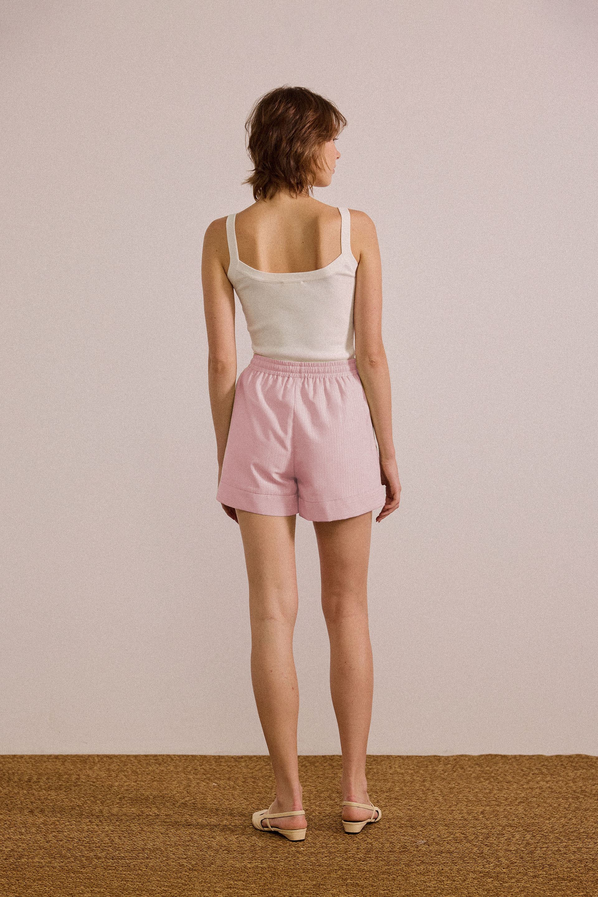 Seersucker Striped Shorts