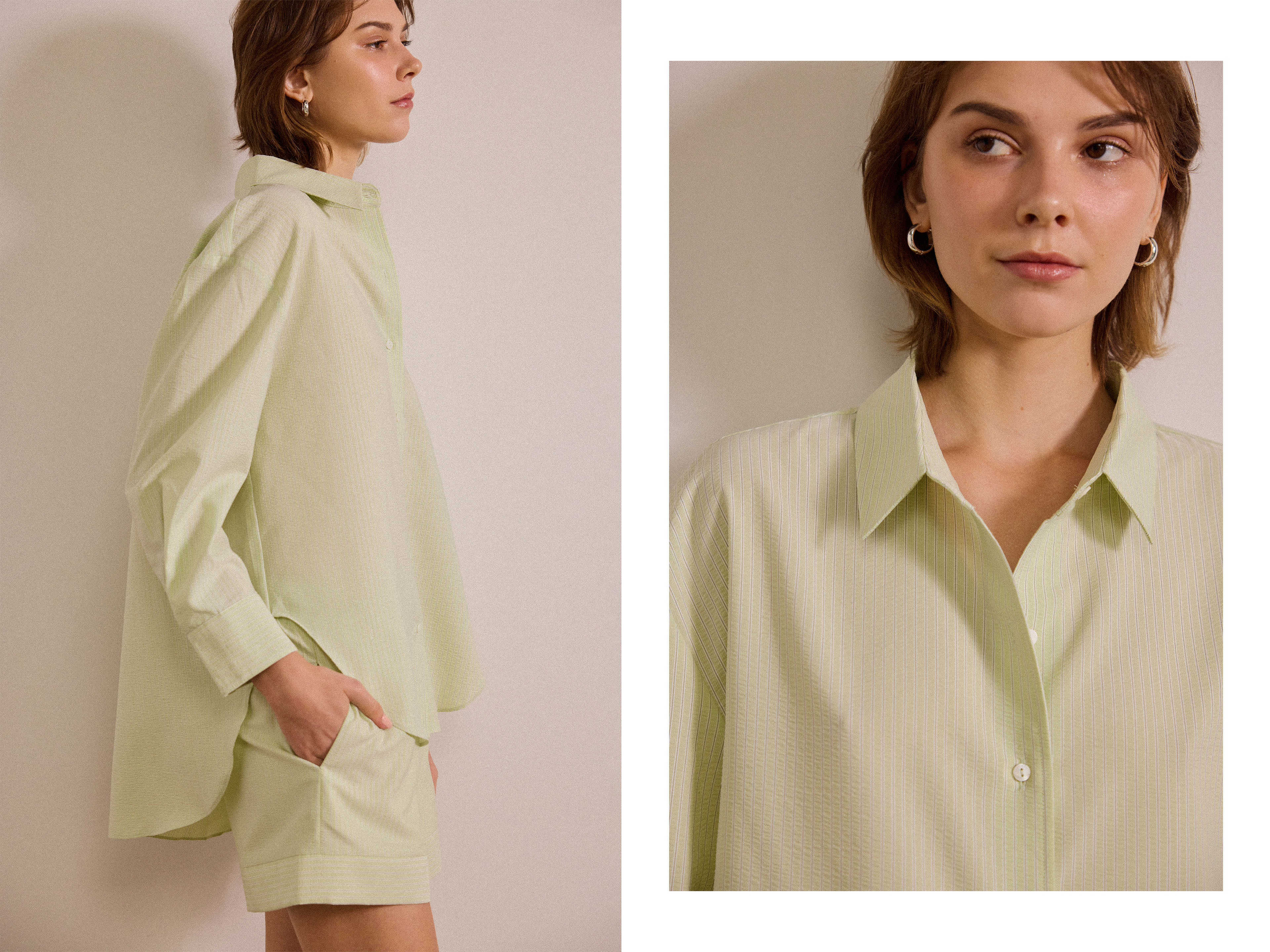 Seersucker Striped Oversized Shirt