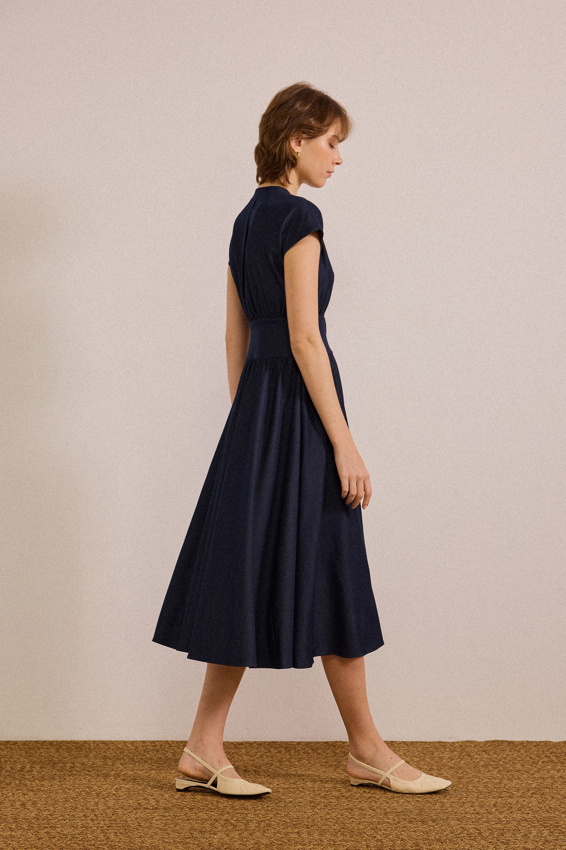 Chambray Button-Down Midi Dress