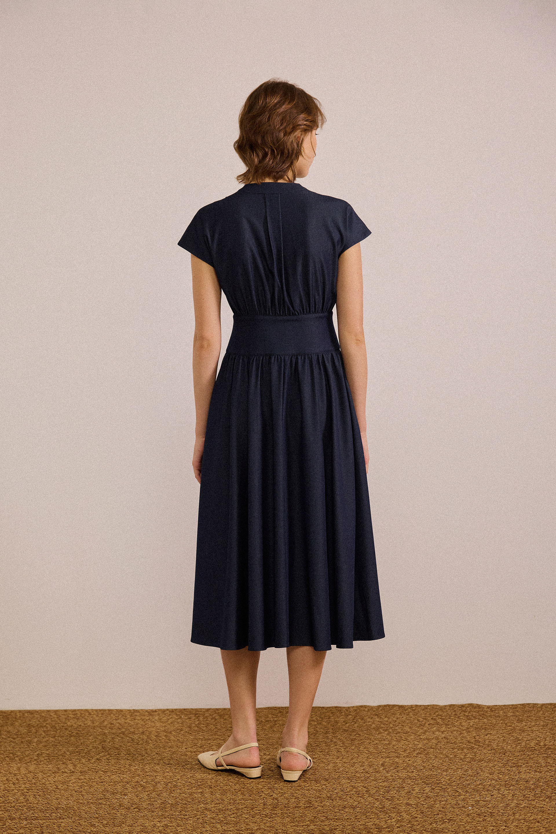 Chambray Button-Down Midi Dress