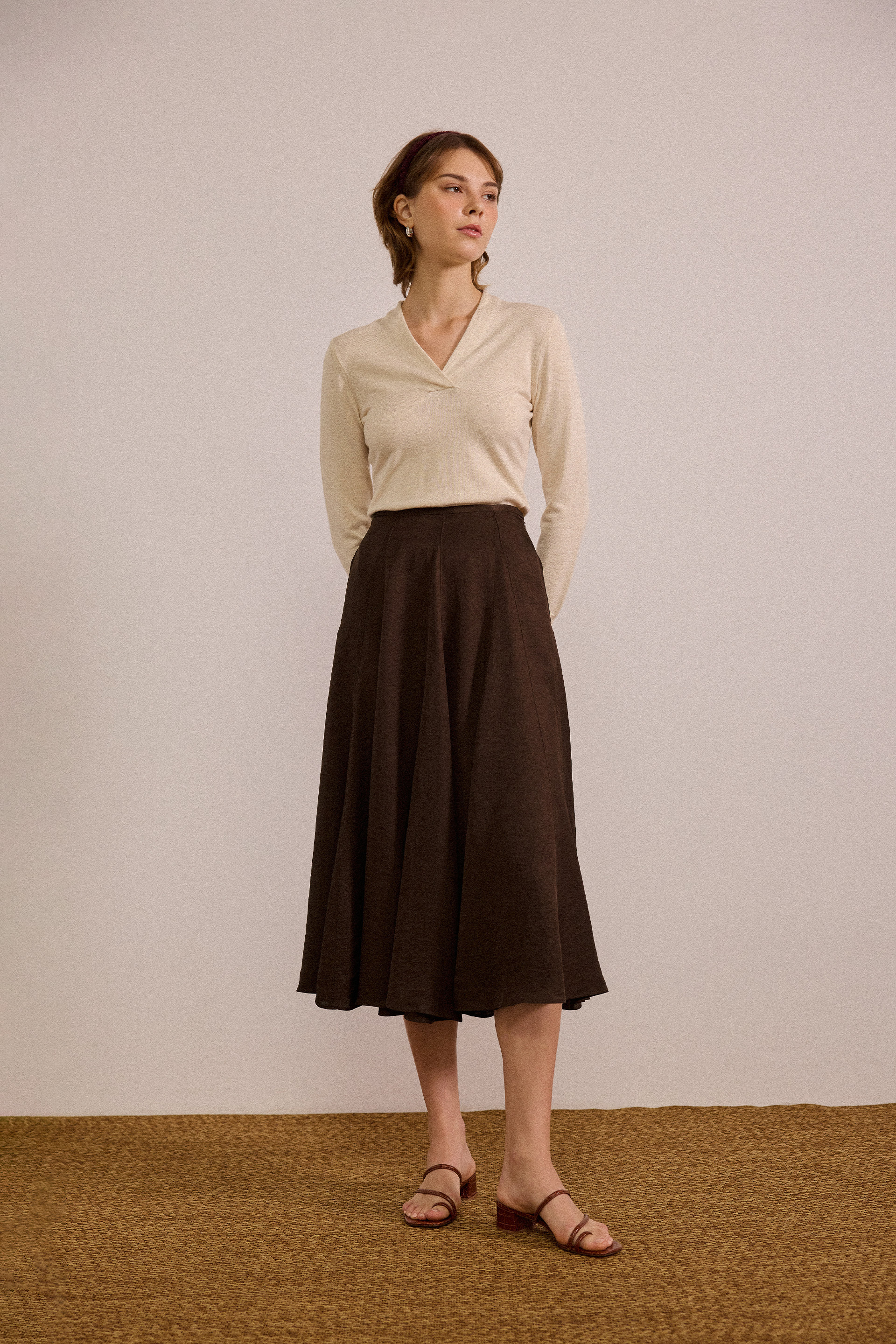 Acetate Panelled Midi Skirt