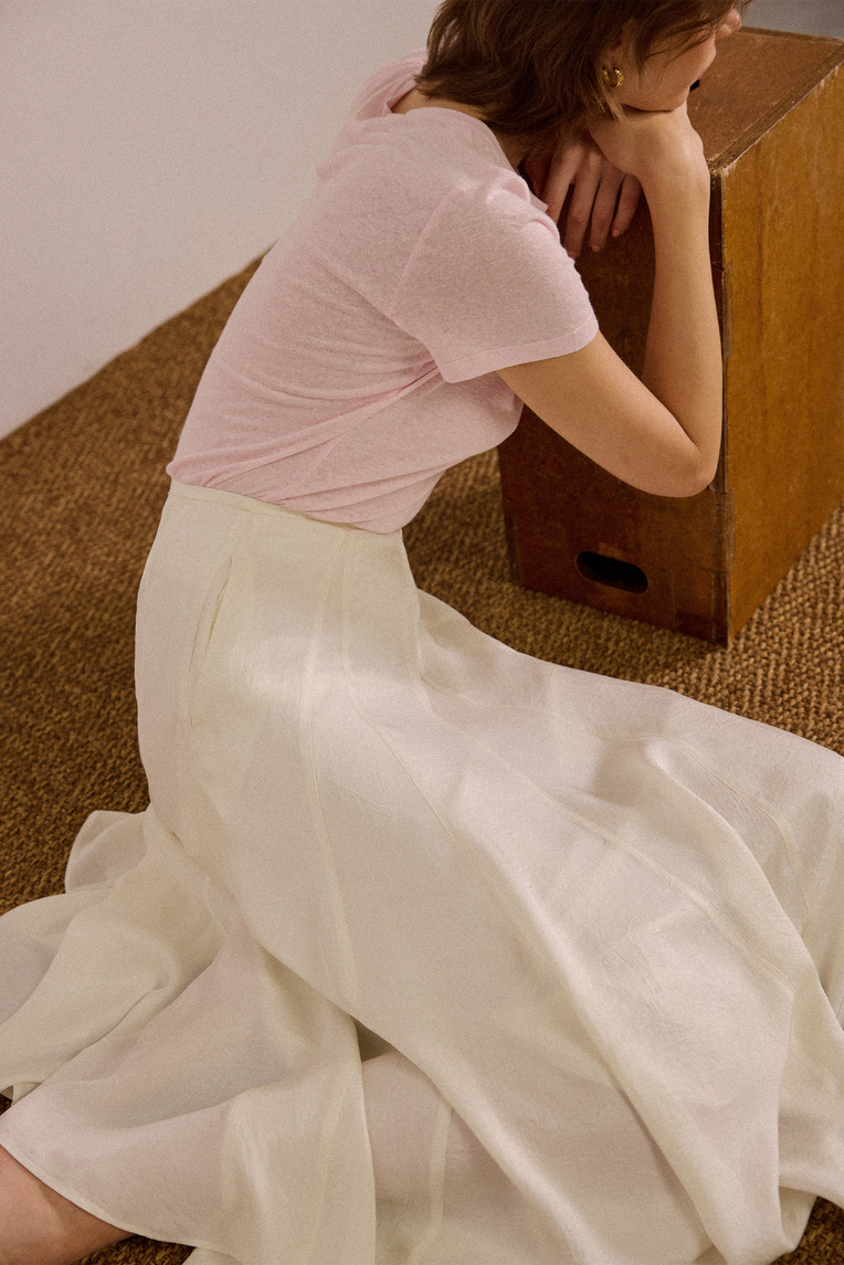 Acetate Panelled Midi Skirt