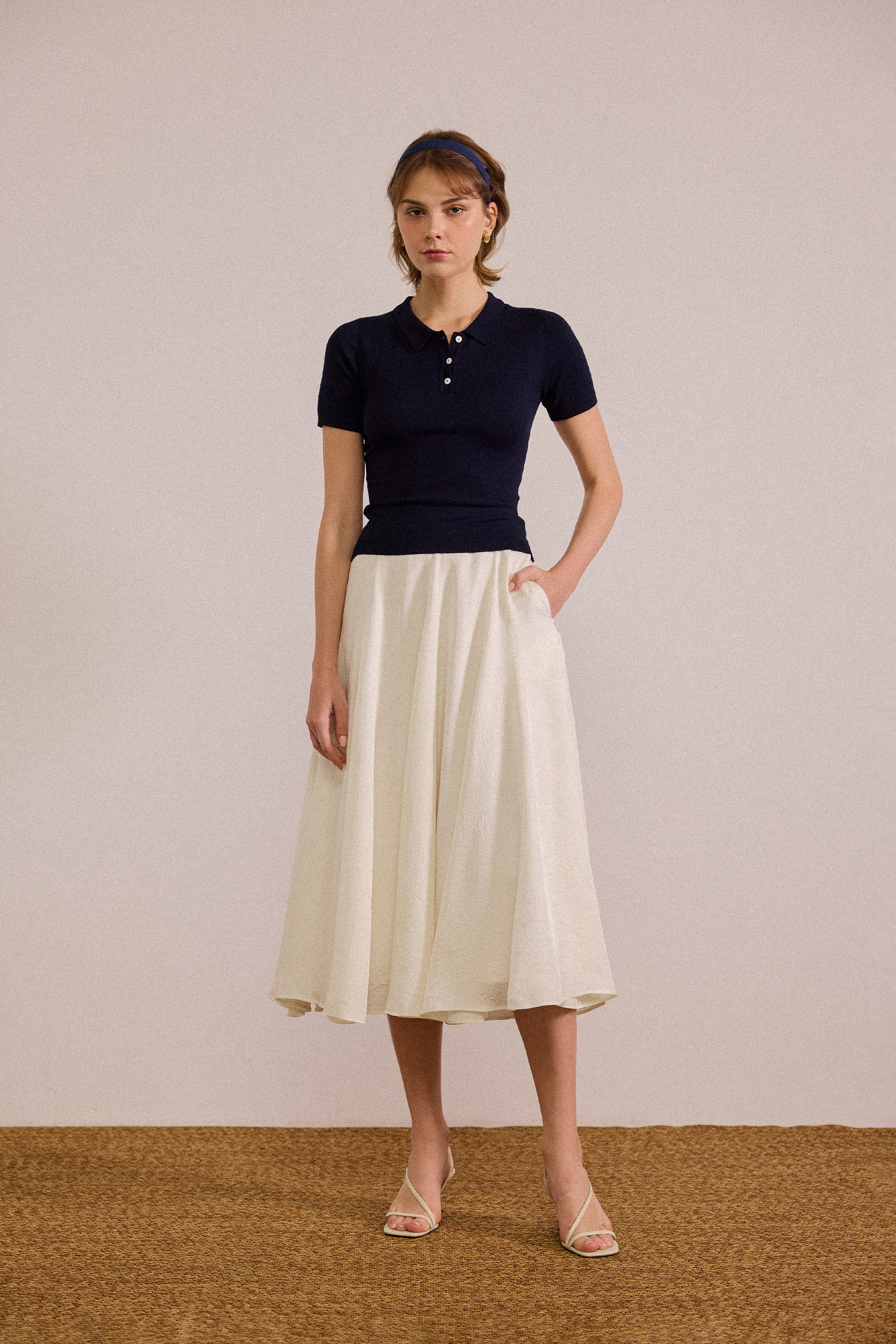 Acetate Panelled Midi Skirt