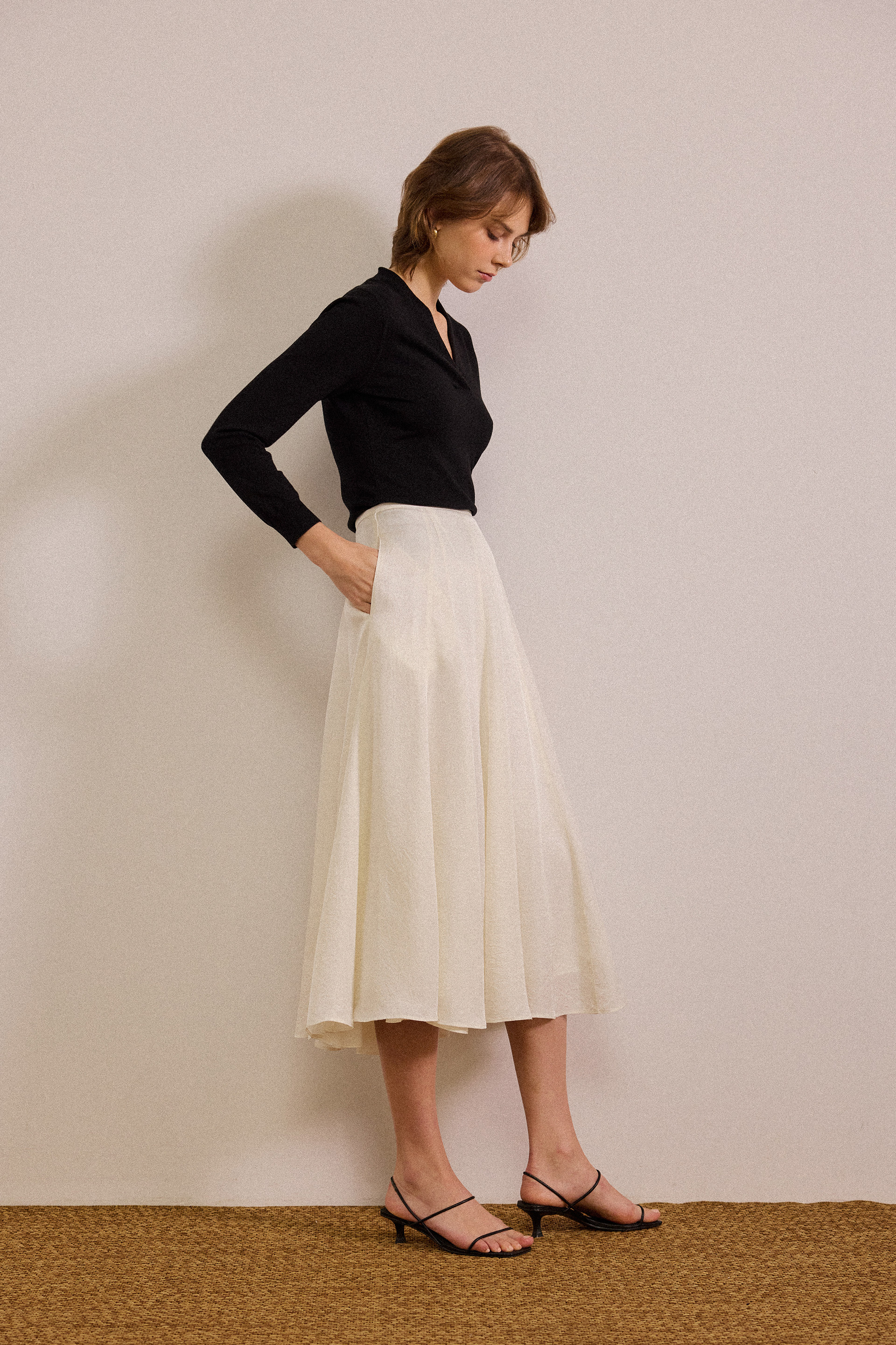 Acetate Panelled Midi Skirt