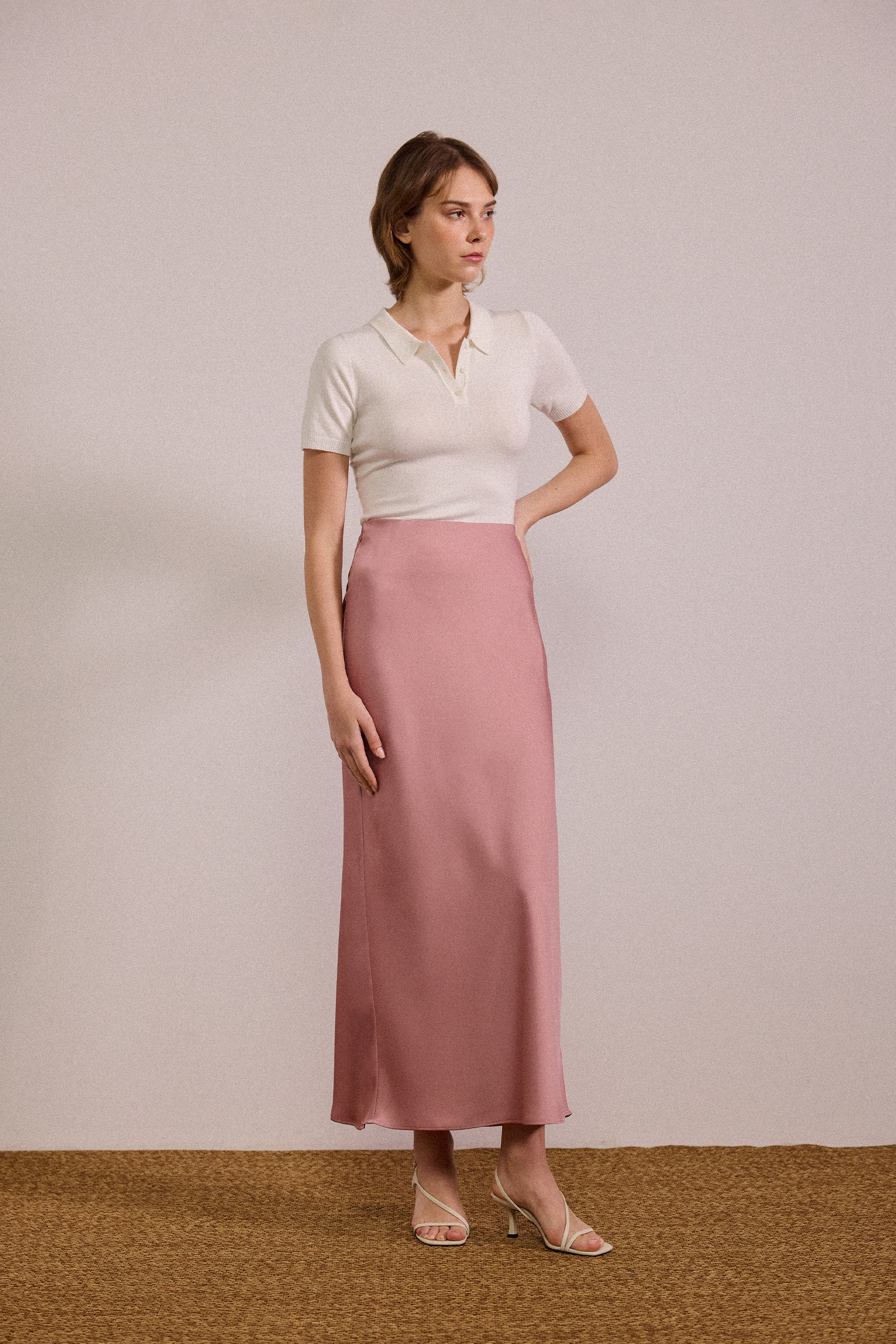 Satin-Finish Slip Skirt