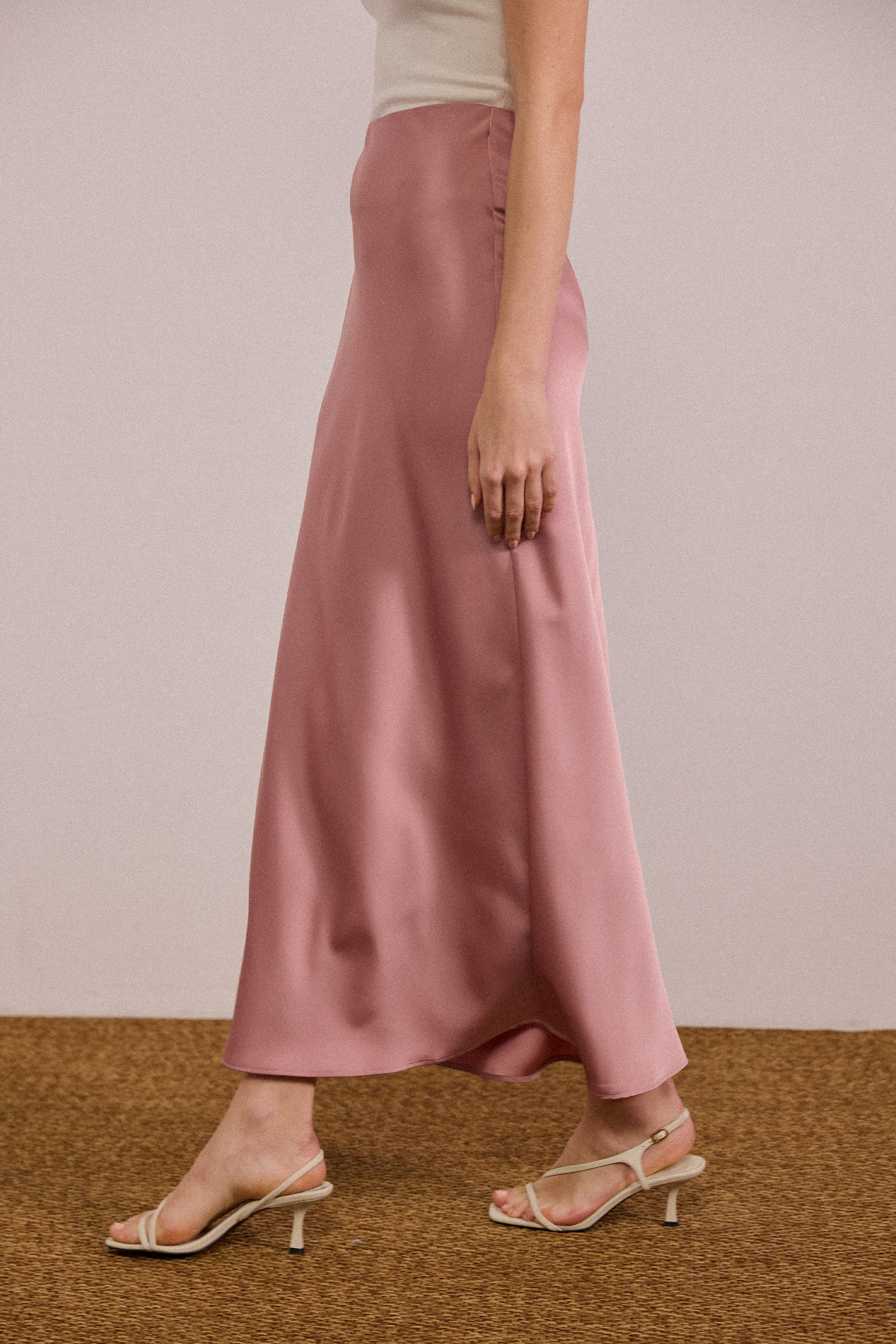 Satin-Finish Slip Skirt