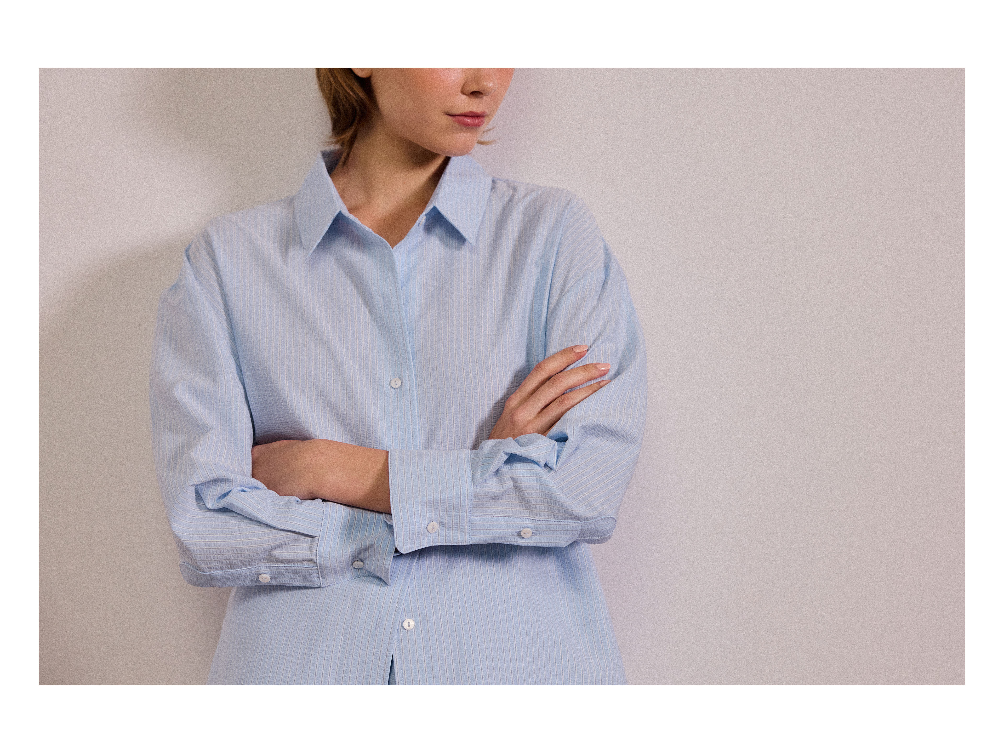 Seersucker Striped Oversized Shirt