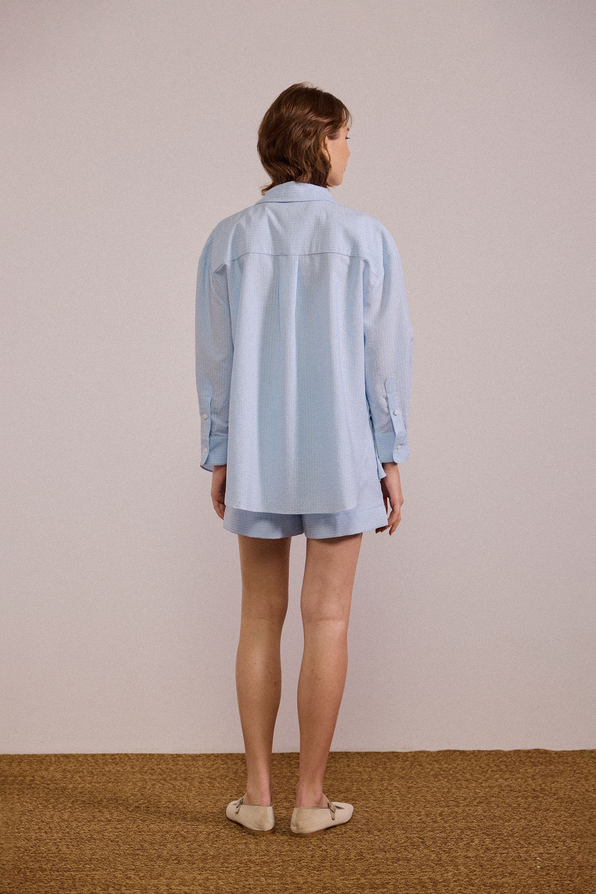 Seersucker Striped Oversized Shirt