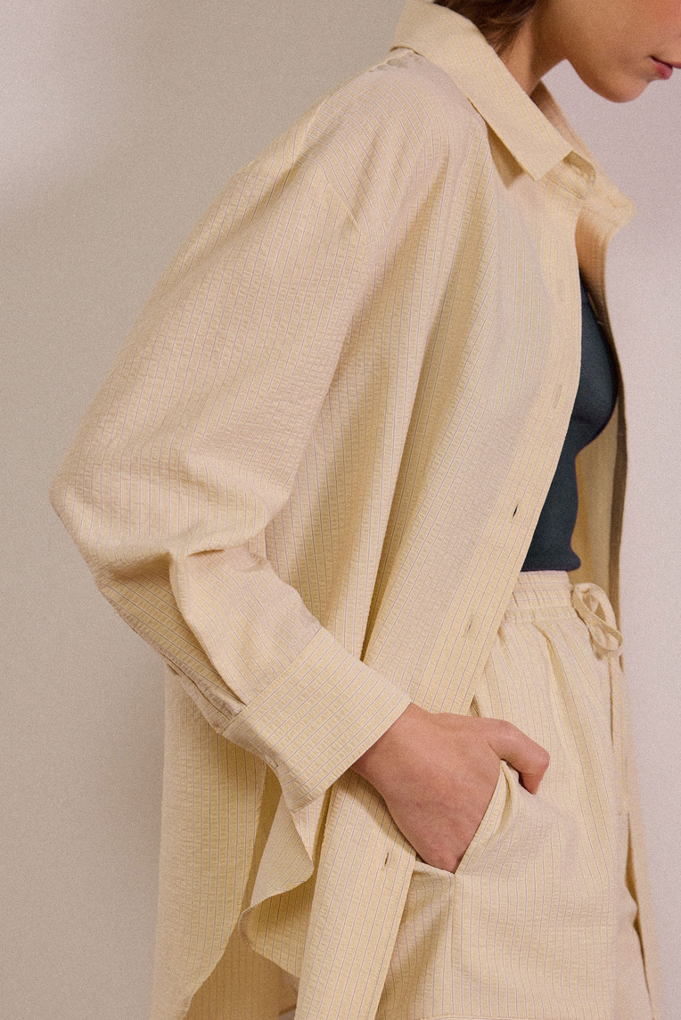 Seersucker Striped Oversized Shirt