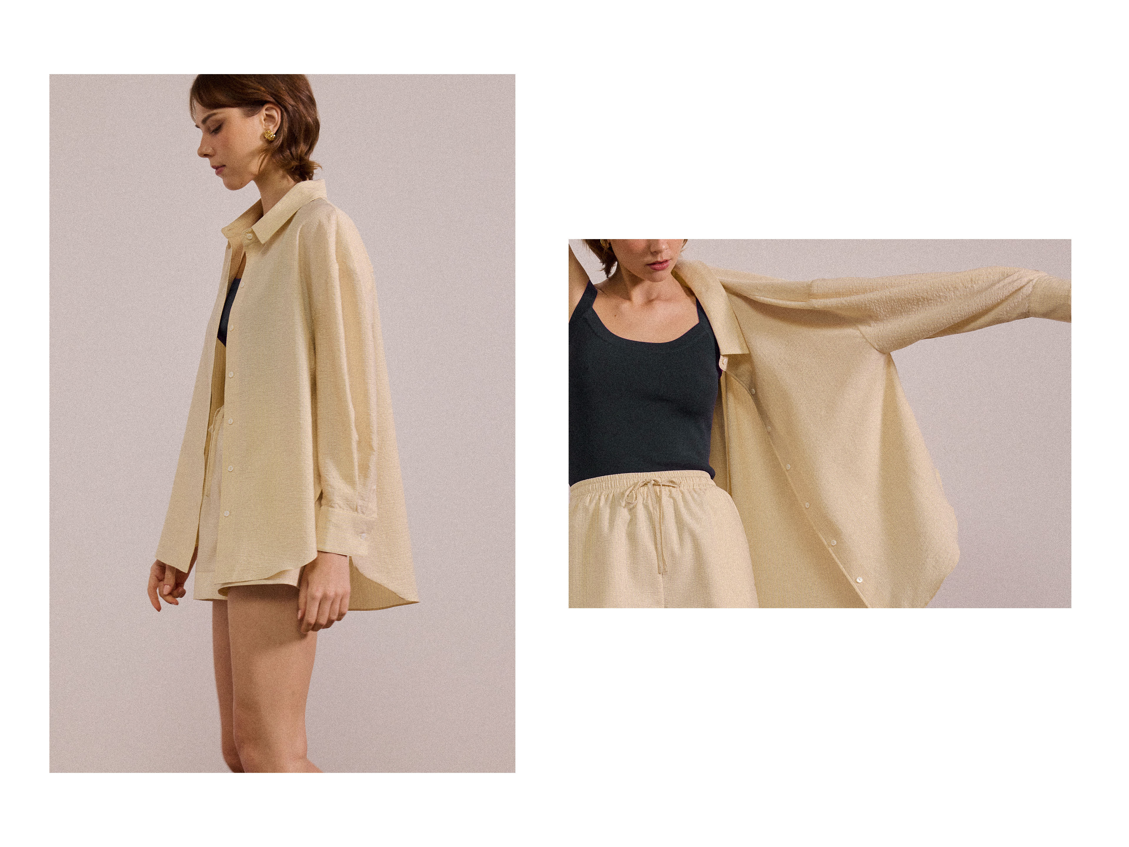 Seersucker Striped Oversized Shirt