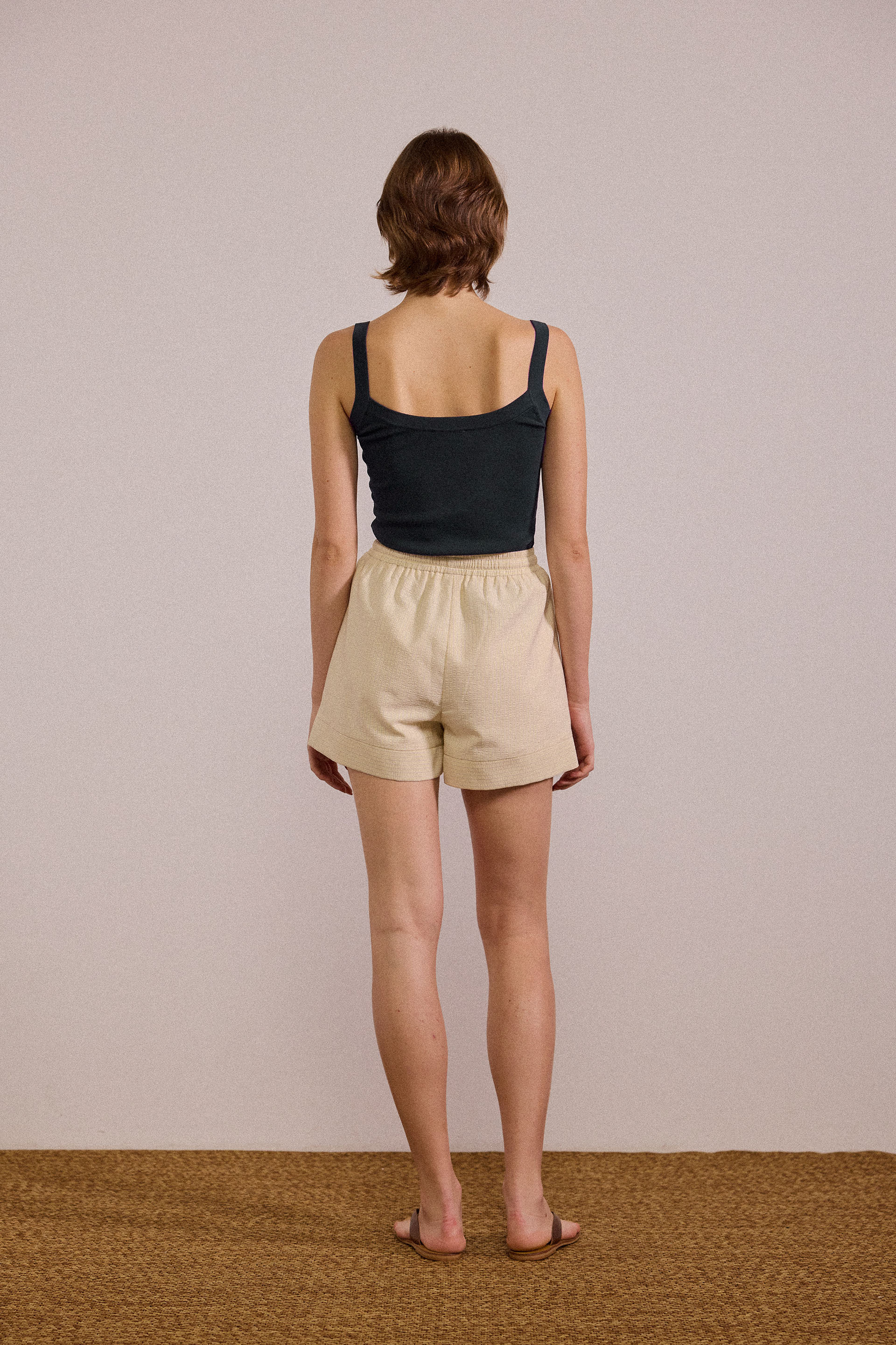 Seersucker Striped Shorts