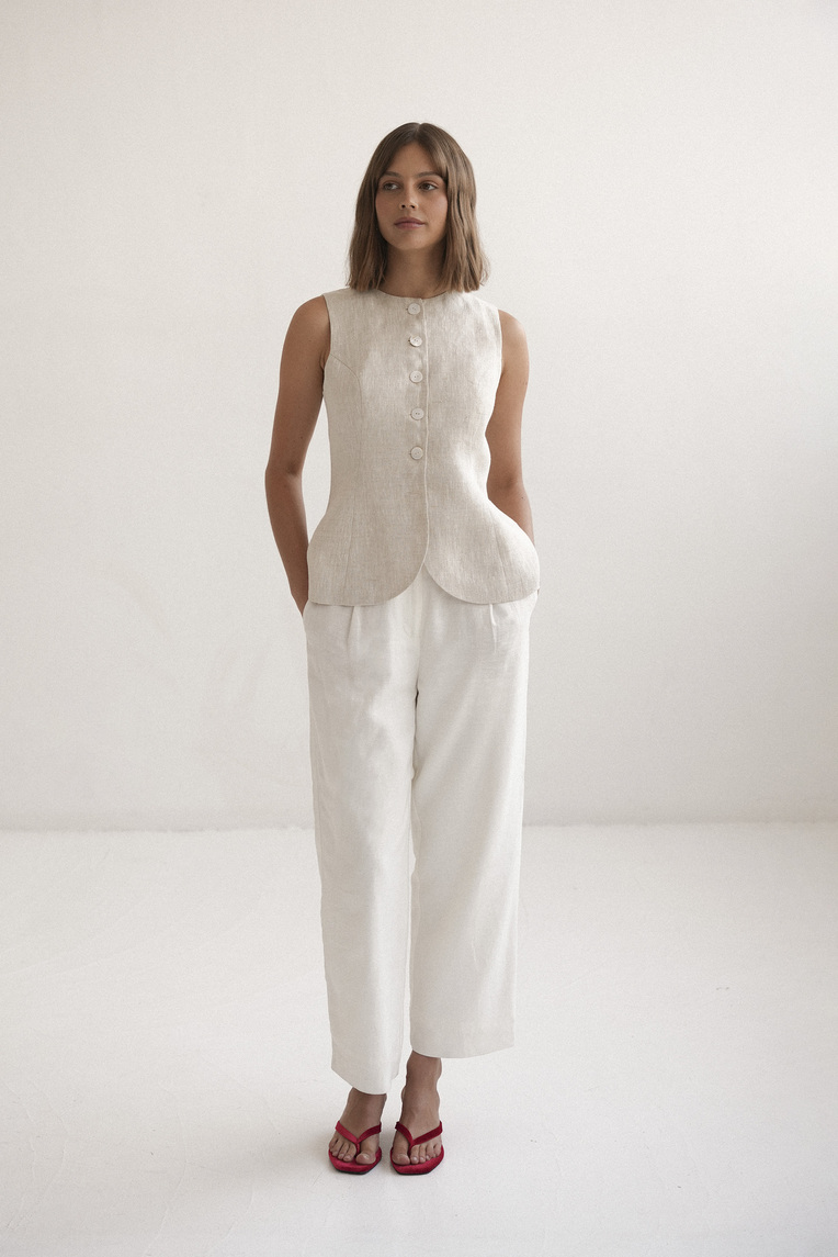 Tailored Linen-Blend Trousers