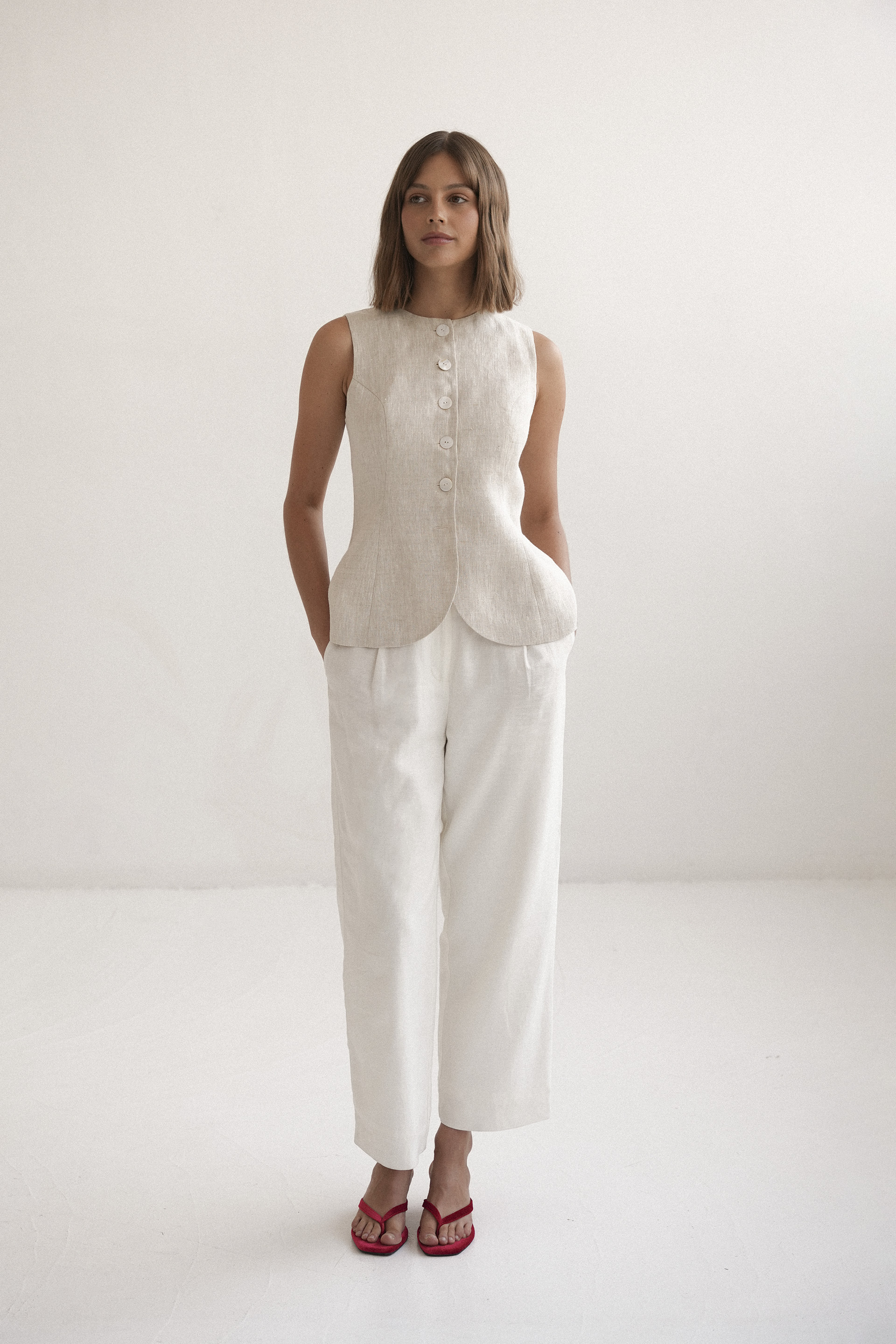 Tailored Linen-Blend Trousers