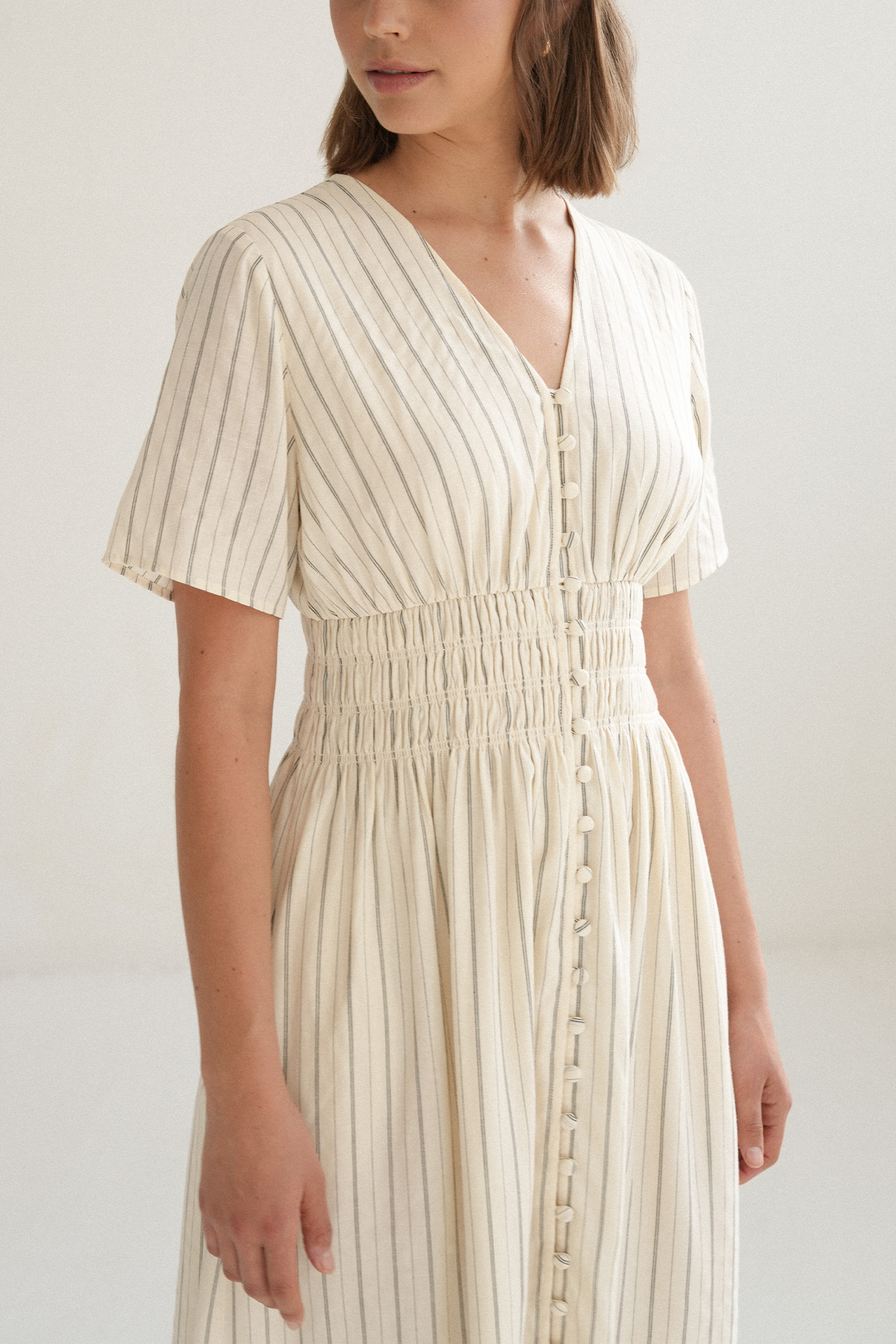 Striped Linen Midi Dress
