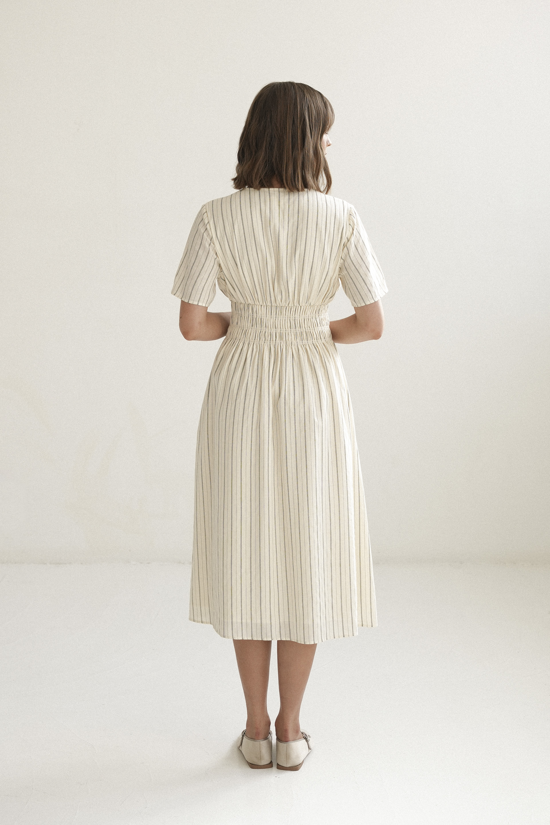 Striped Linen Midi Dress