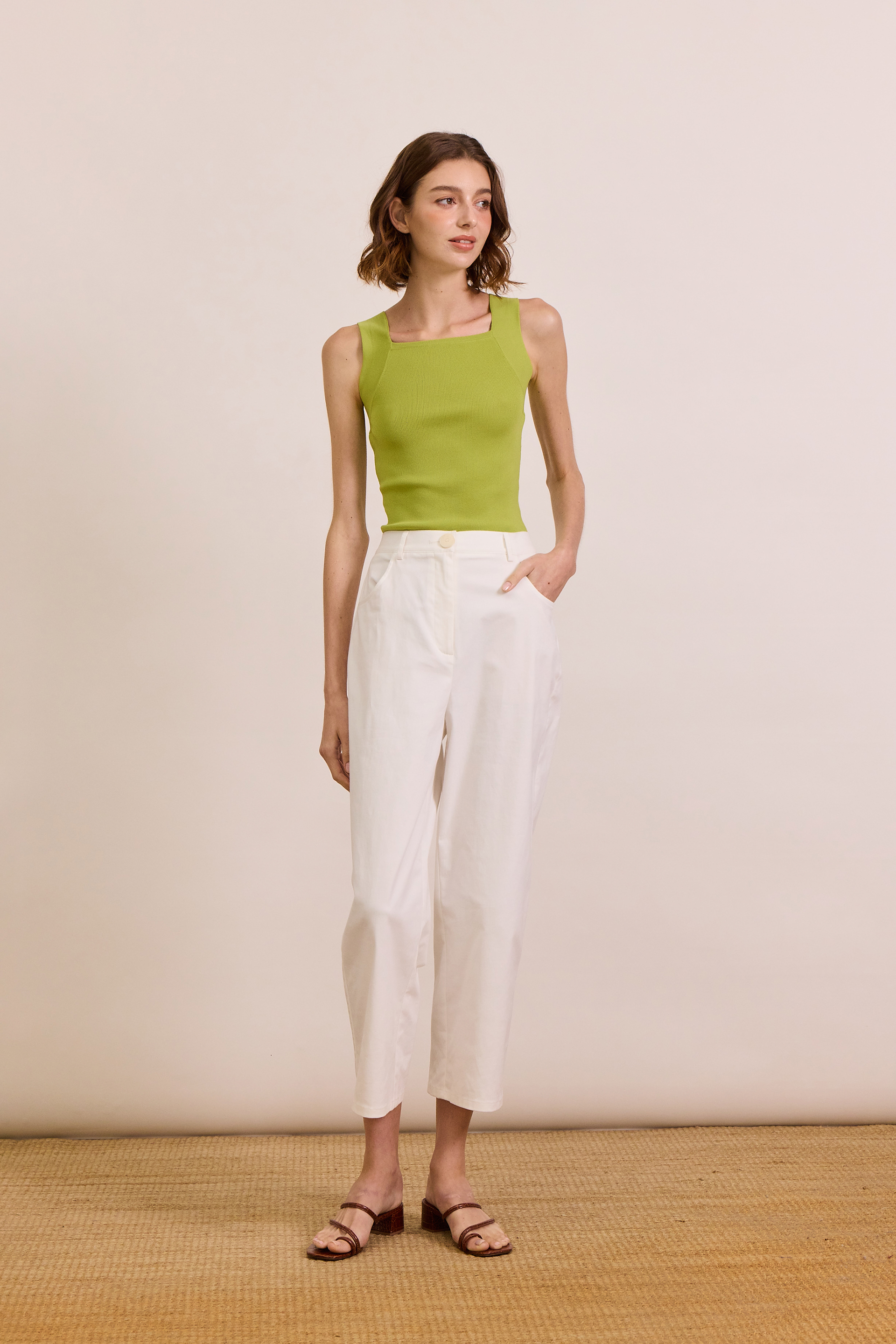 Cotton Stretch Full-Length Pants