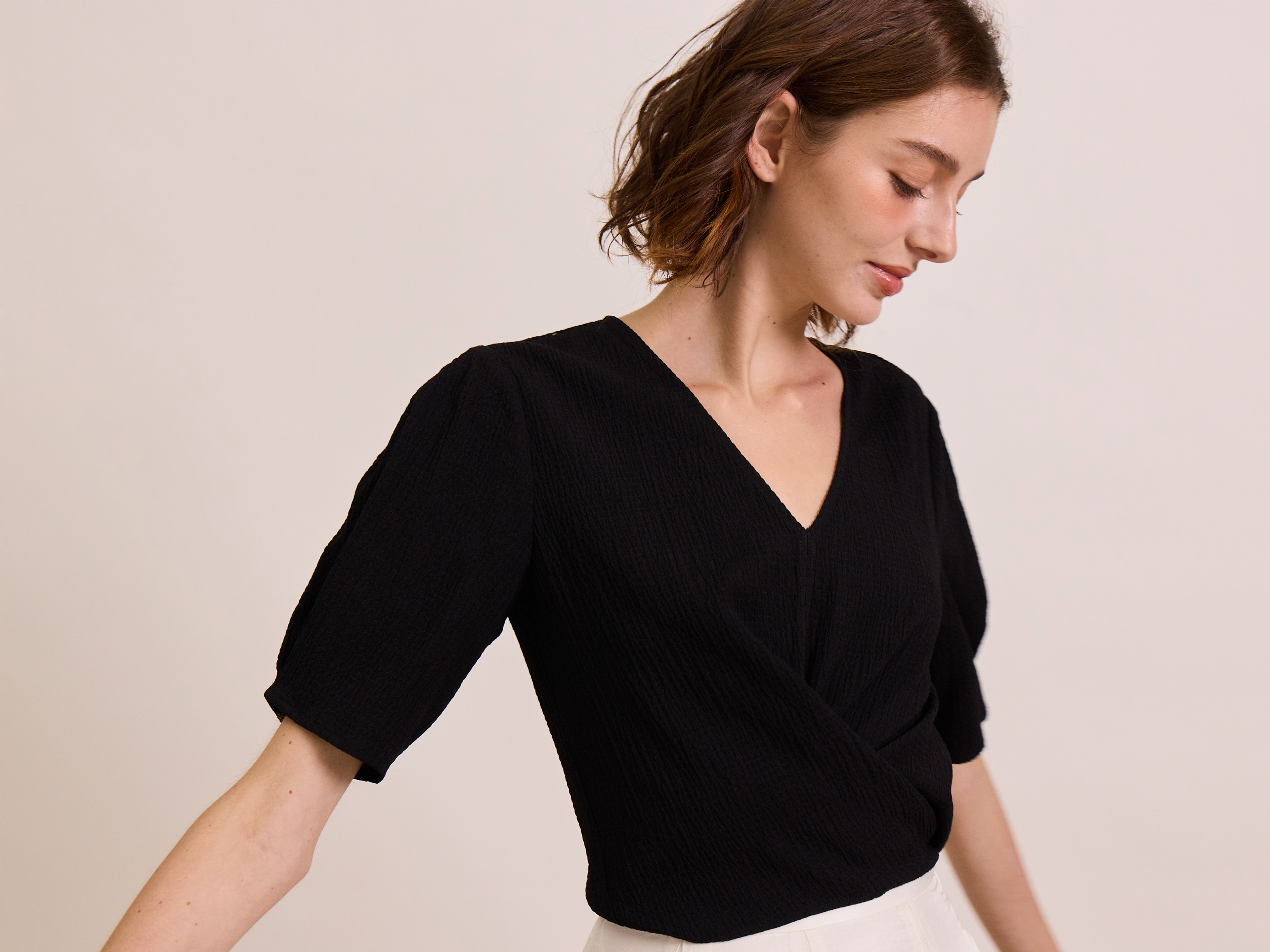 Textured Wrap Top