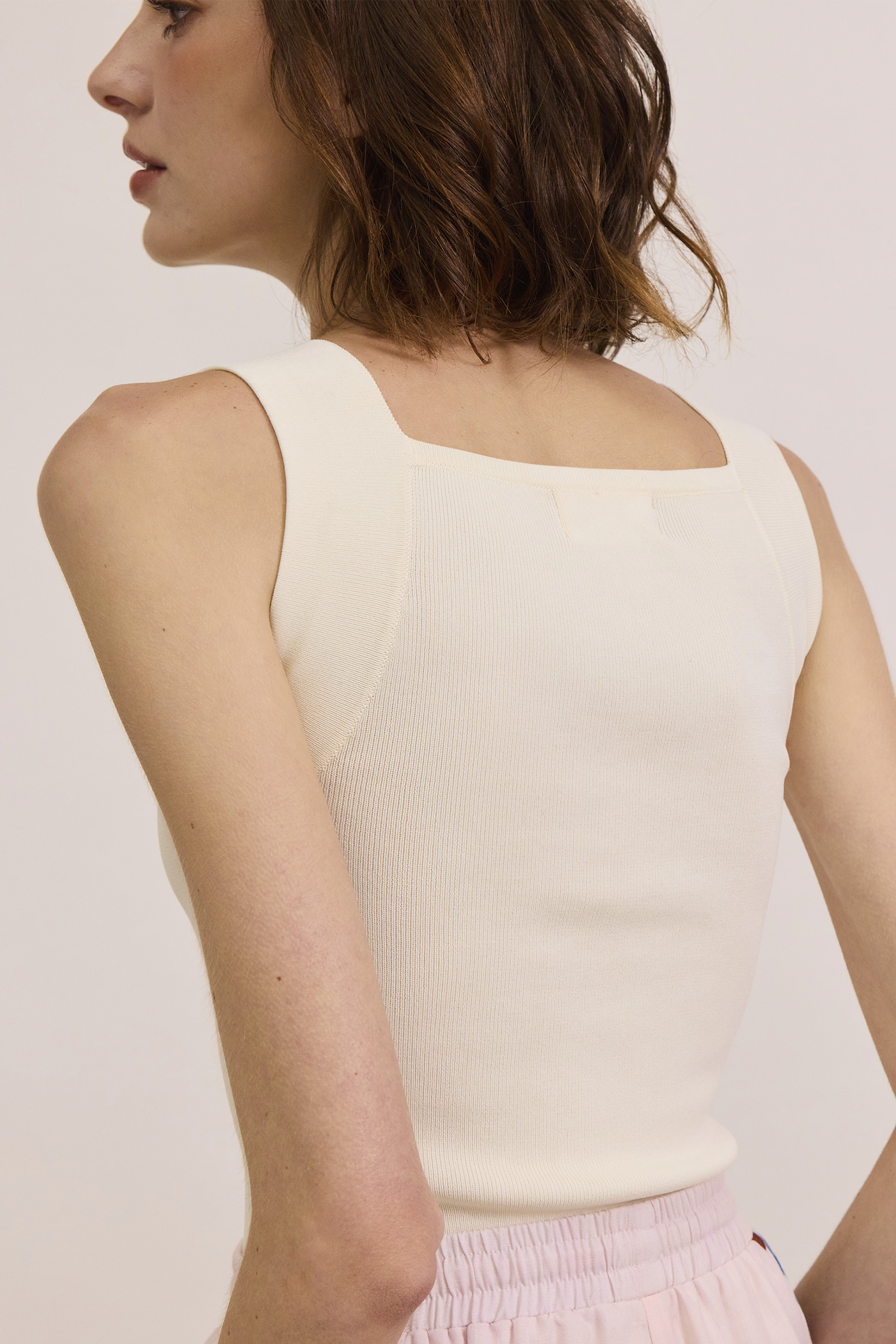 Square-Neck Knit Tank Top