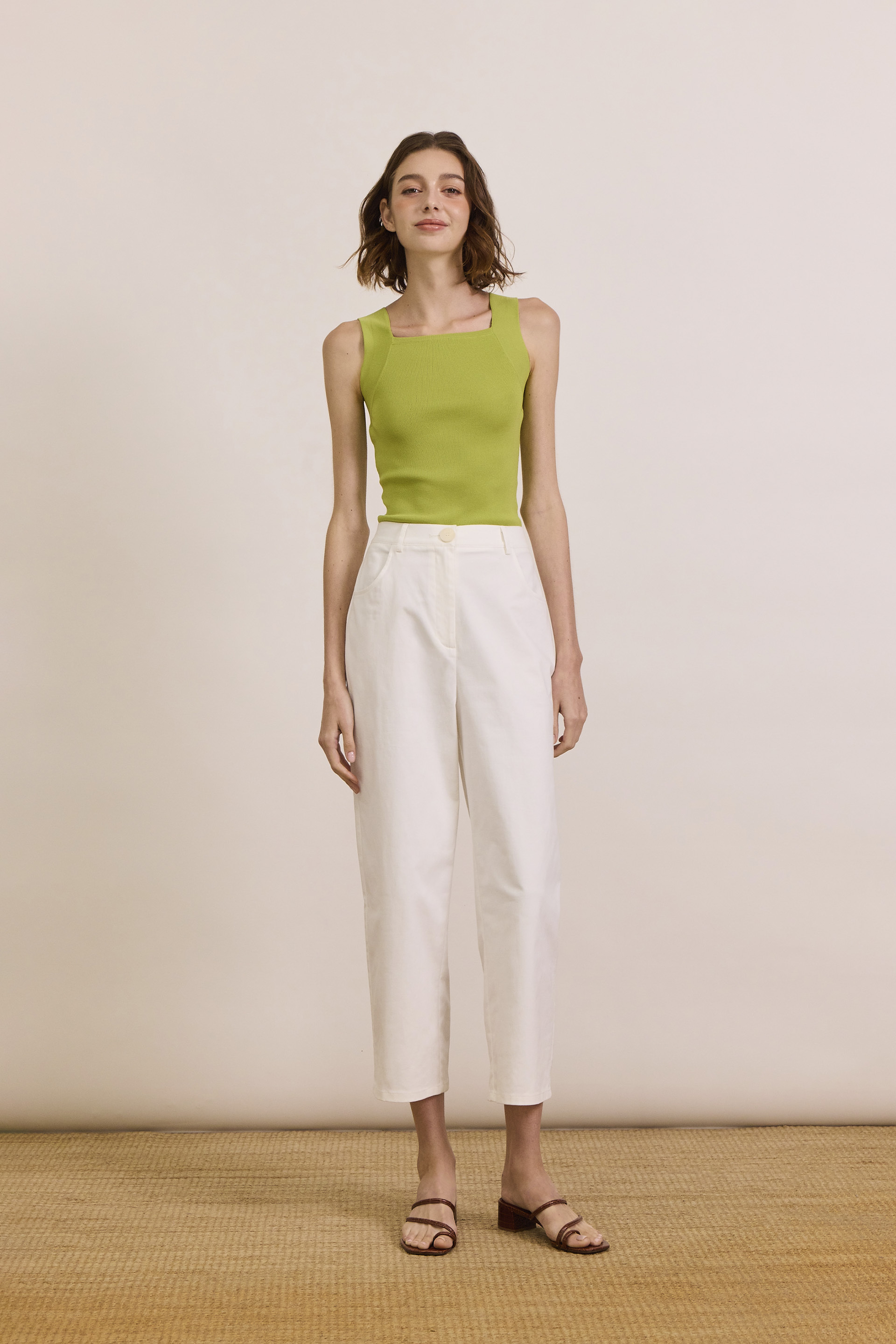 Square-Neck Knit Tank Top