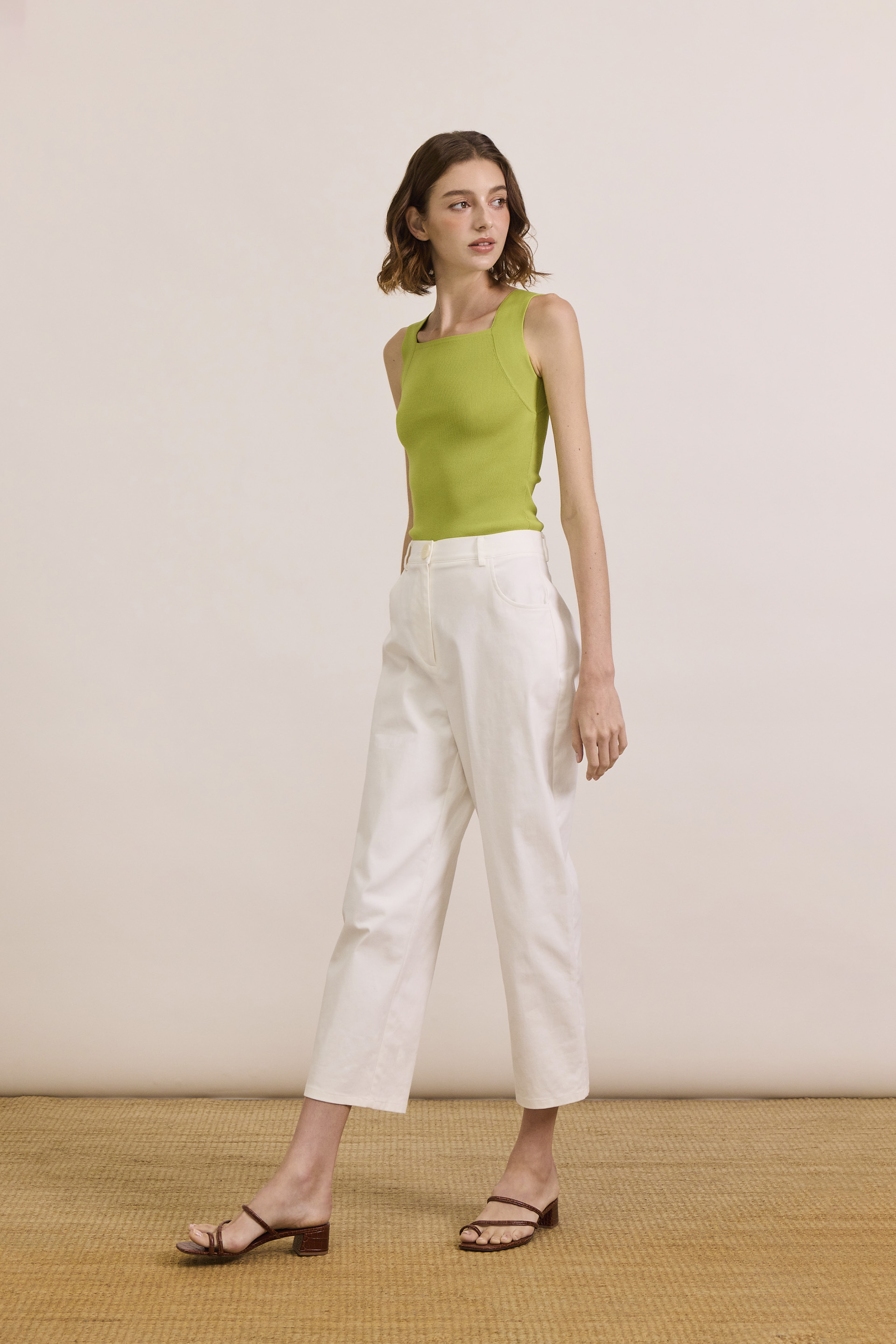 Square-Neck Knit Tank Top